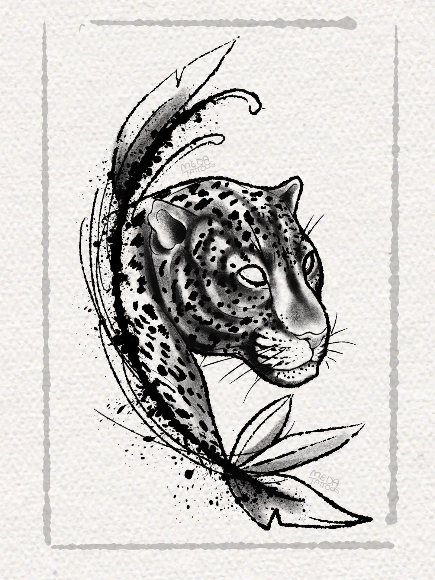 Paint Splatter Jaguar available 🐆 - DM to book 📖 
.
.
.
.
.
#lawrencevilletattoo #jaguartattoo #atlanta #atlantatattooartist