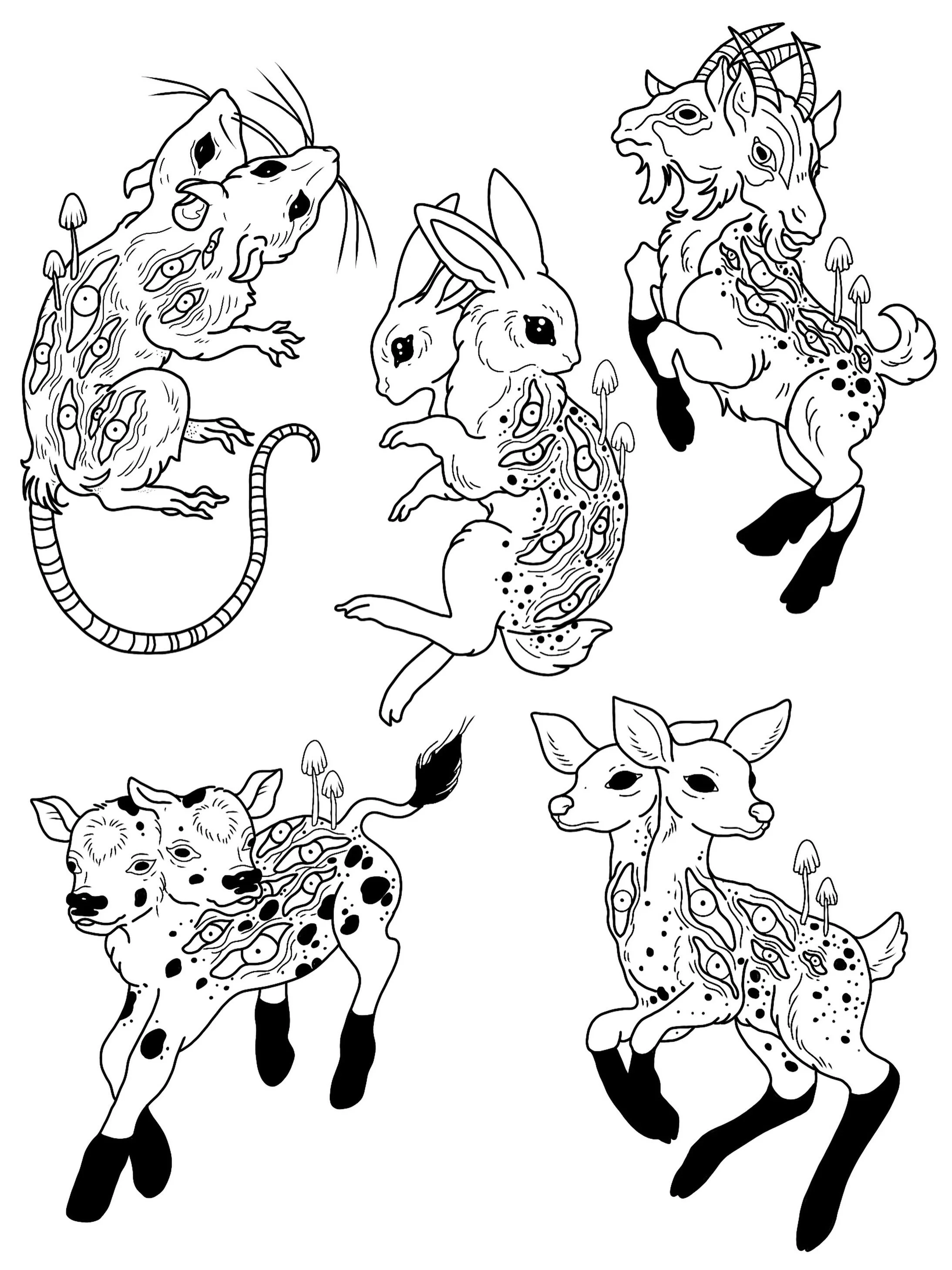 Drew up these really cool mutant animals I would love to tattoo if interested please message me or @inkedarts for booking information #tattoo #blackandgreytattoo #tattoos #tattooed
