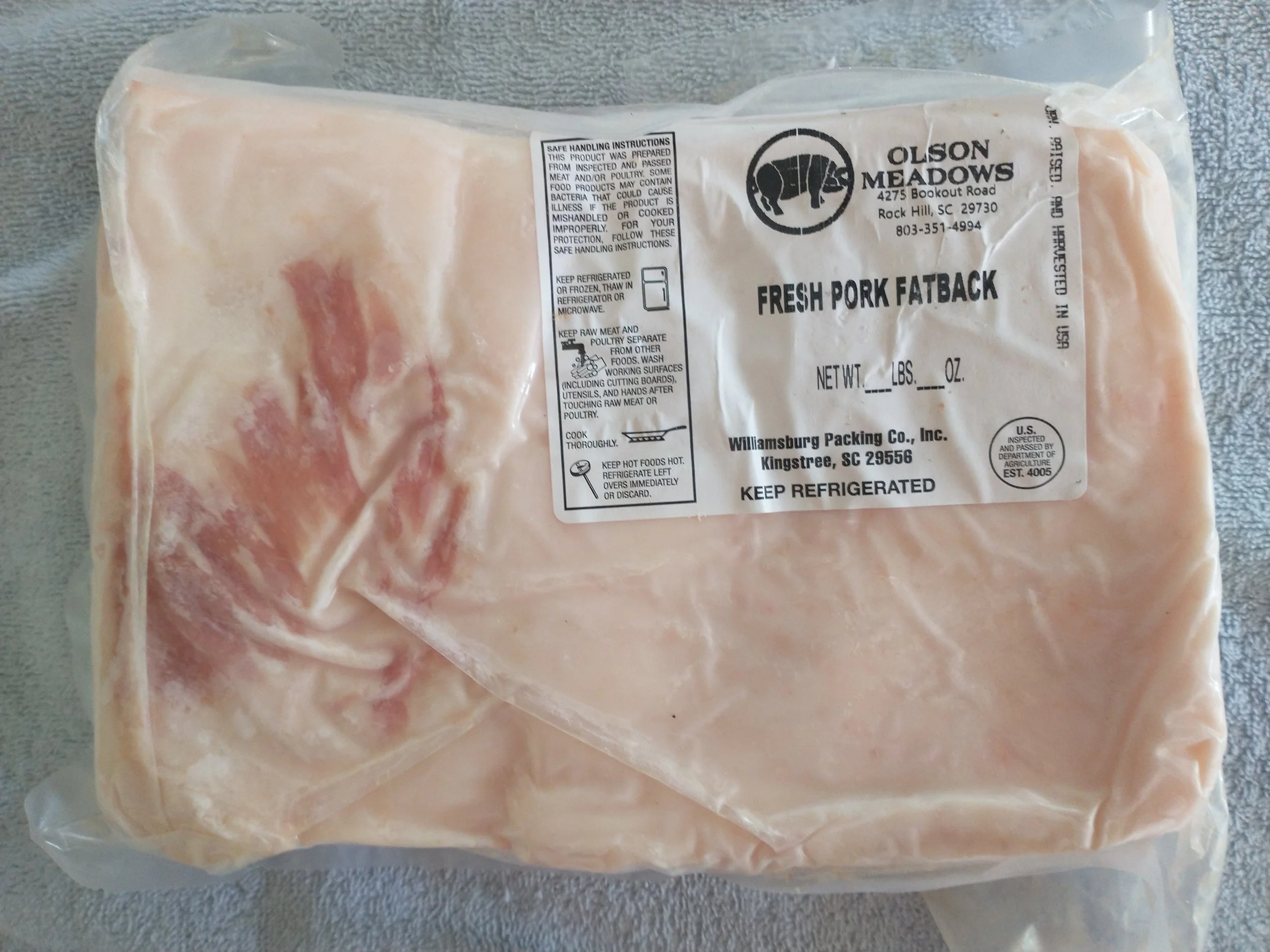 Pork, Fatback — Olson Meadows