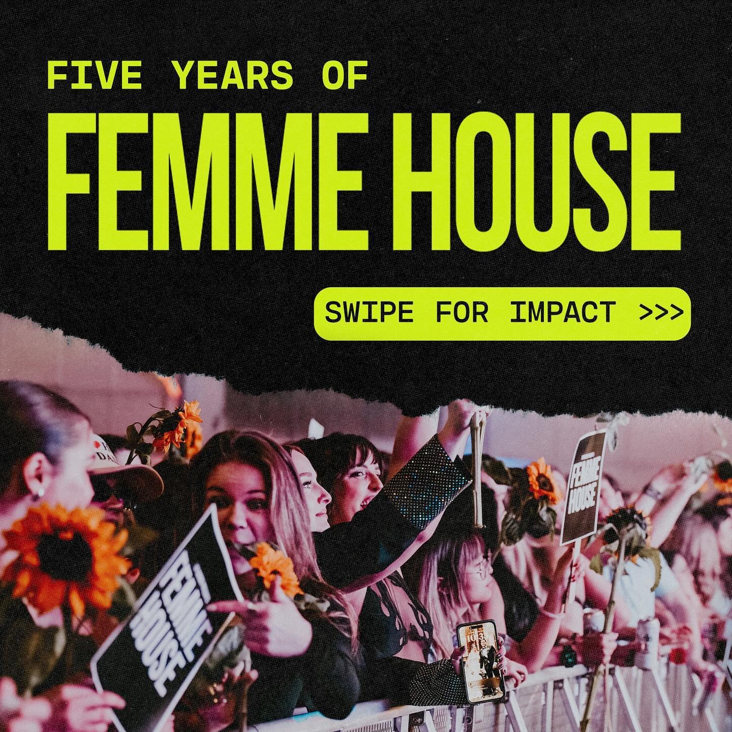 FEMME HOUSE IS TURNING FIVE YEARS OLD! 🎂

⏩ Swipe to take a look back at everything we&rsquo;ve accomplished toward making dance music a more equitable place in our #fiveyearsofFEMMEHOUSE

To celebrate our upcoming birthday, we are launching our RAC