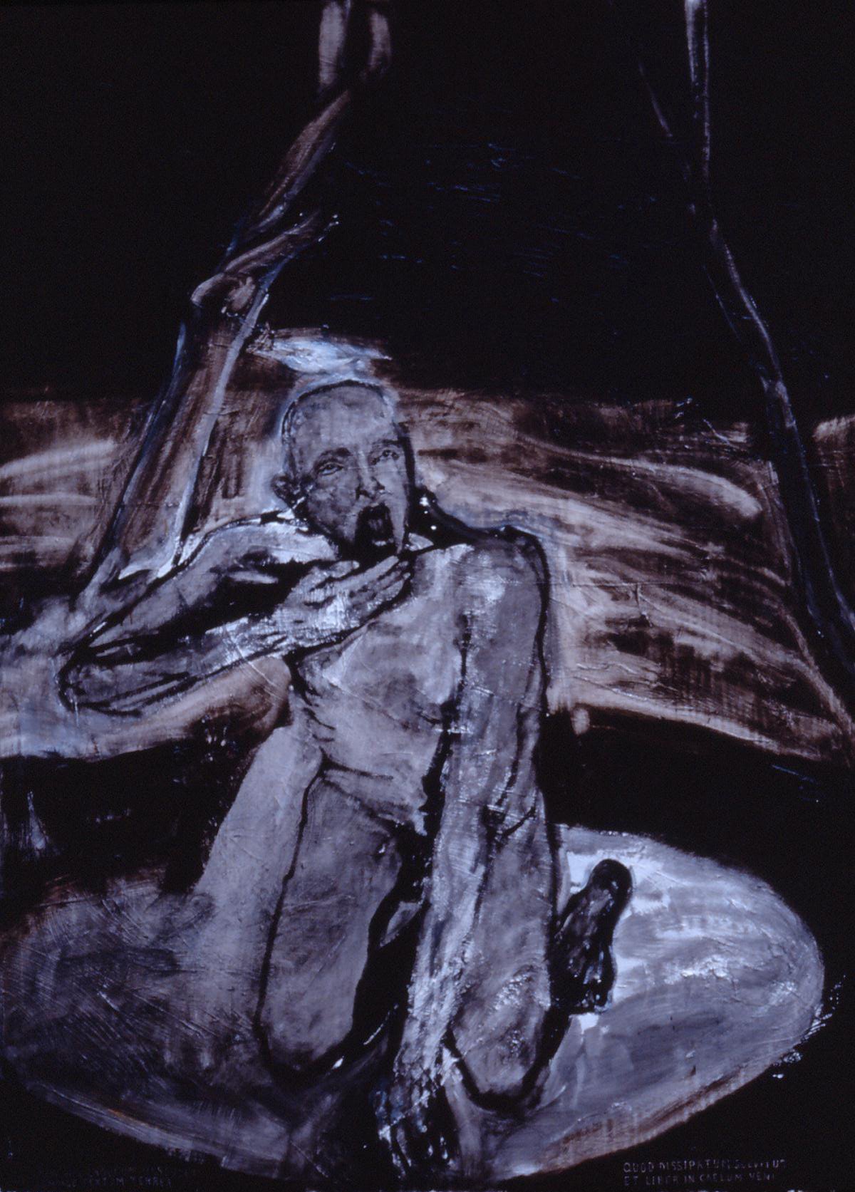 Study with text by Prudentius c.1990s oil on canvas 