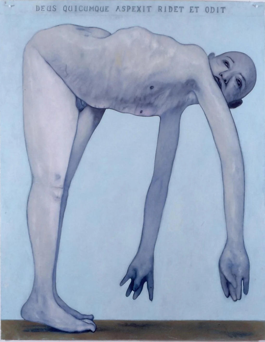 Supplicant no. 12 "Deus quicumque aspexit ridet et odit" God, whatever one is looking on, laughs and hates- Juvenal 1999 oil on paper 63"x 50"