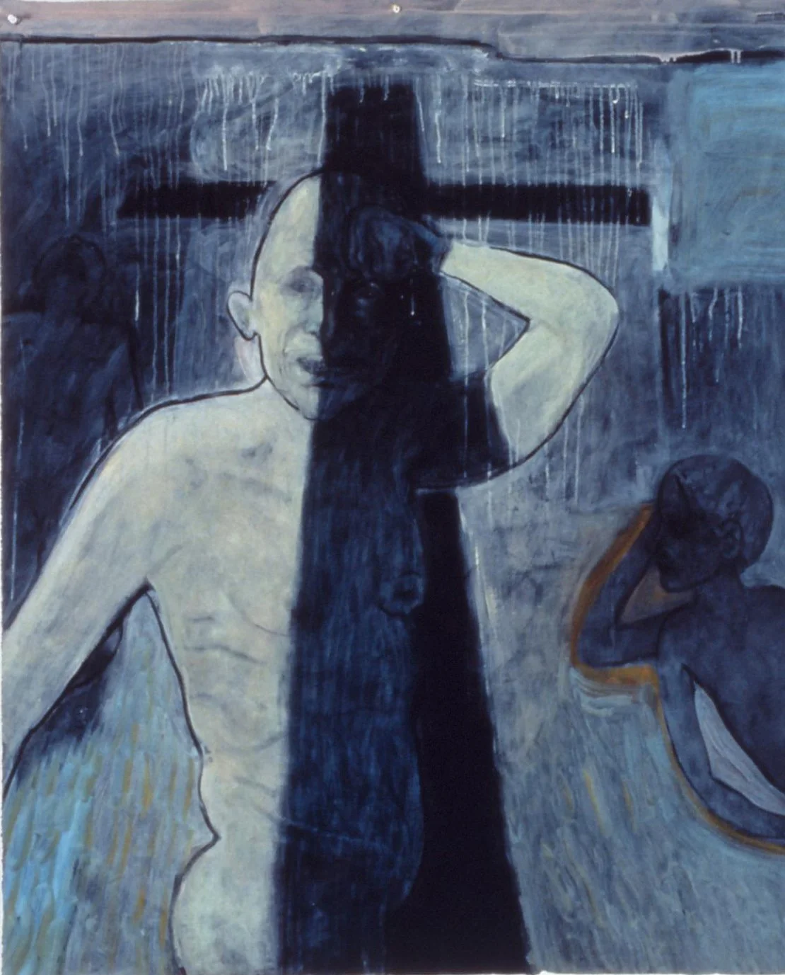 In the shadow of the cross 1998 oil on paper 50"x 42