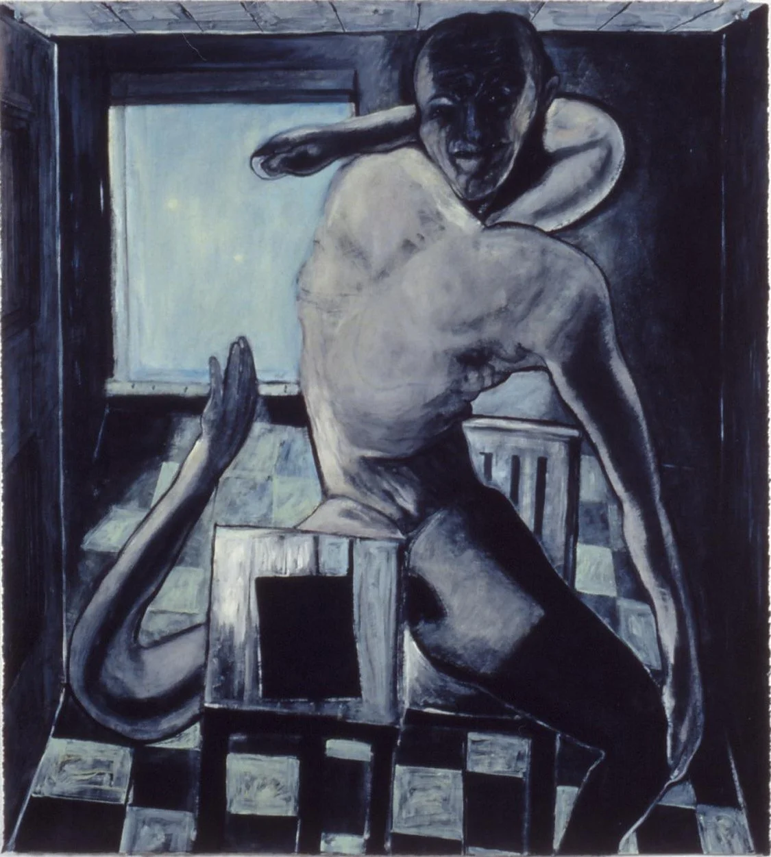 Portrait of Daniel Paul Schreber no. 3 Shreber with Two Suns 1999 oil on paper 46"x42"