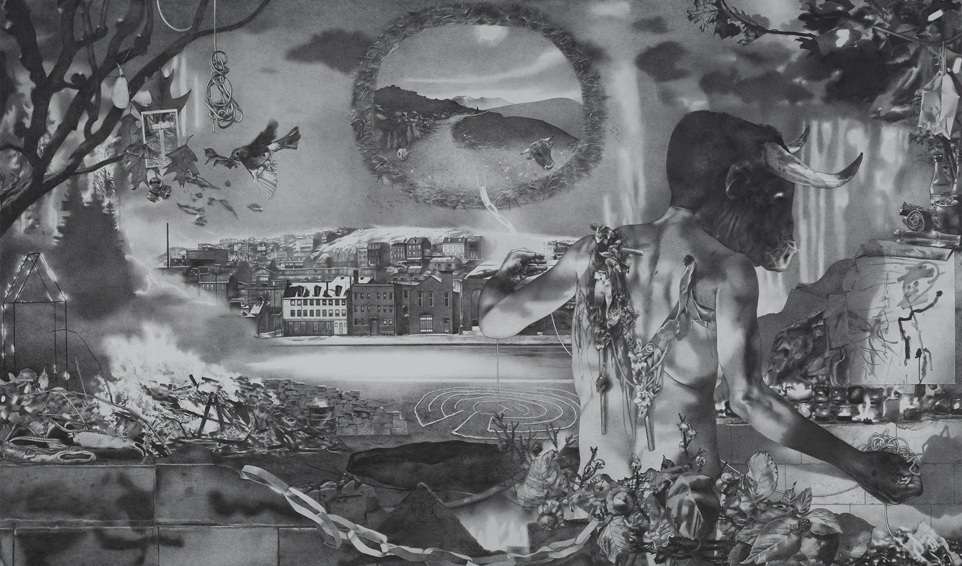 Not much. Everything. Time has passed 
2025 graphite on paper 51"x 74"
