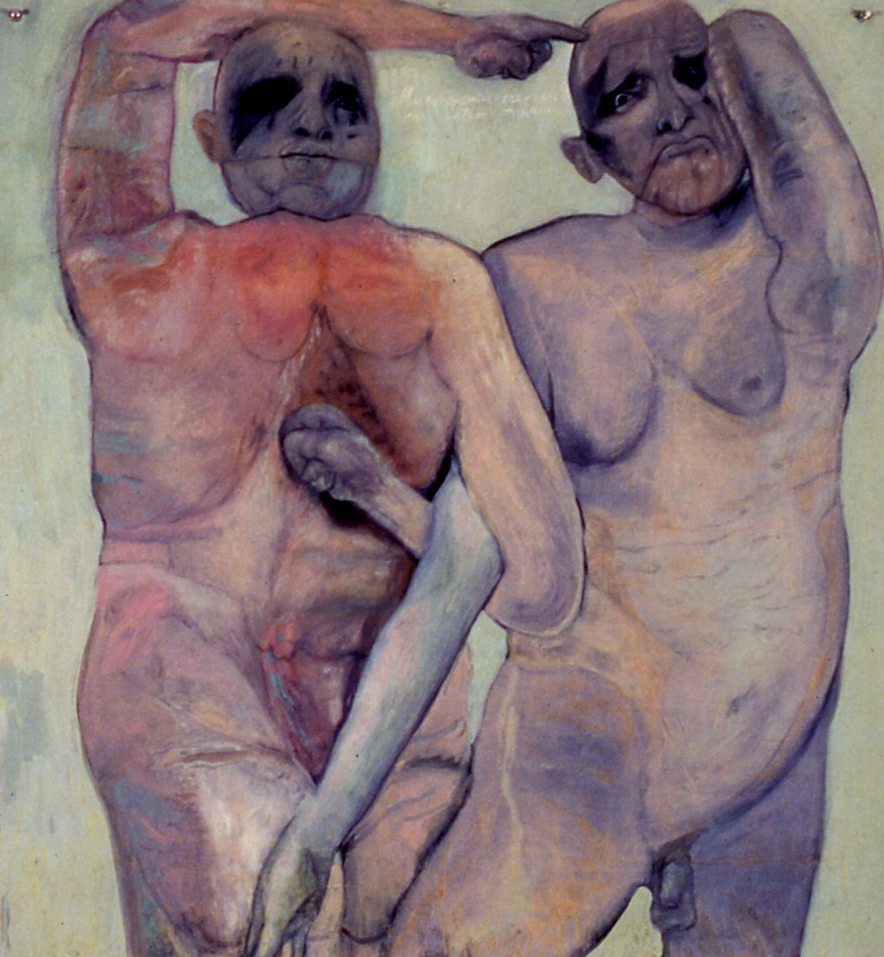 Schizophrenic Supplicants no. 1 " Illum oportet crescere me autem minui" He must increase, I must decrease 1998 oil on paper 46"x 42"