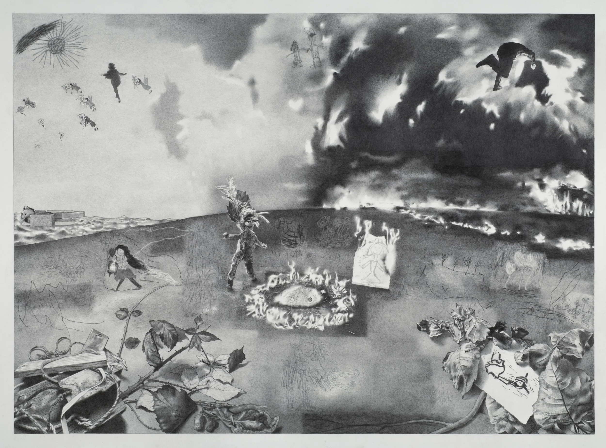 Goodbye Kite Hill 2024 graphite on paper 32"x44"