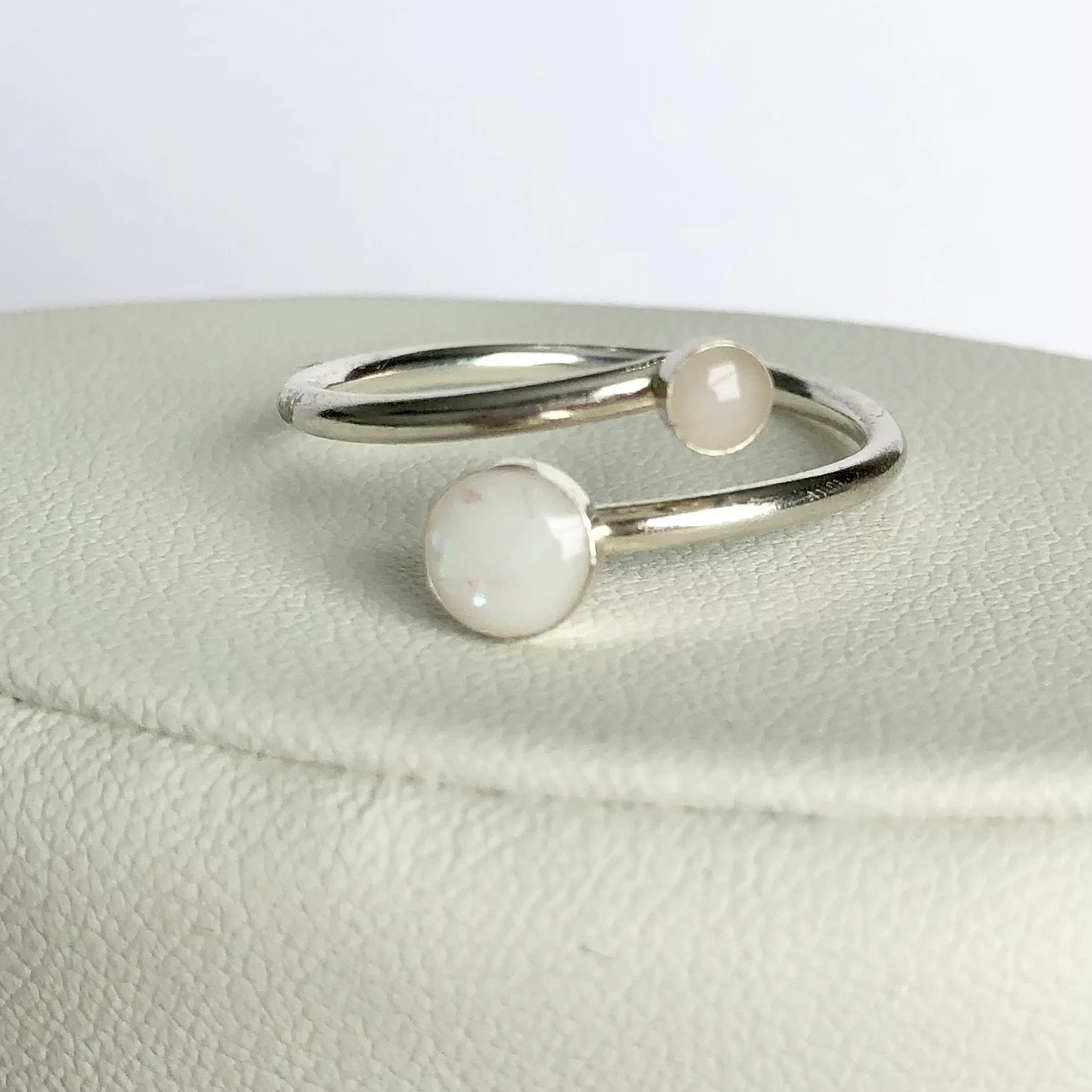 Custom Breastmilk Jewelry Double Bezel Wrap Ring - Mommy's Comfort Keepsakes Breastmilk and Memorial Jewelry and Keepsakes