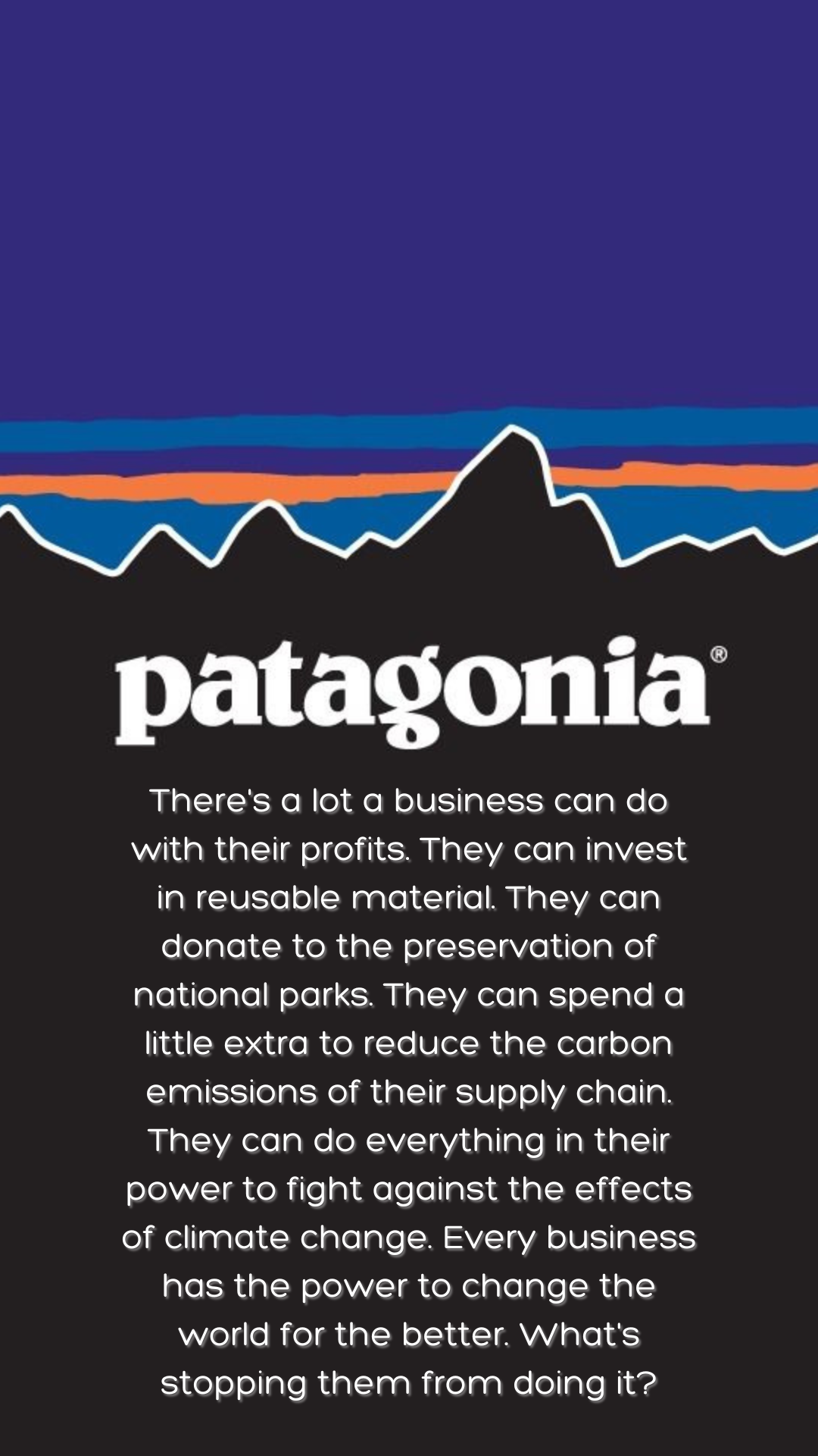 There's a lot a business can do with their profits. They can invest in reusable material. They can donate to the preservatoin of national parks. They can spend a little extra to reduce the carbon emissions of t (1).png