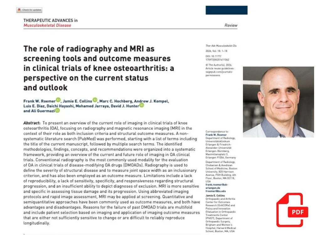 Dr Roemer and Colleagues Outline the Role of Imaging in Disease-Modifying OA Clinical Trials