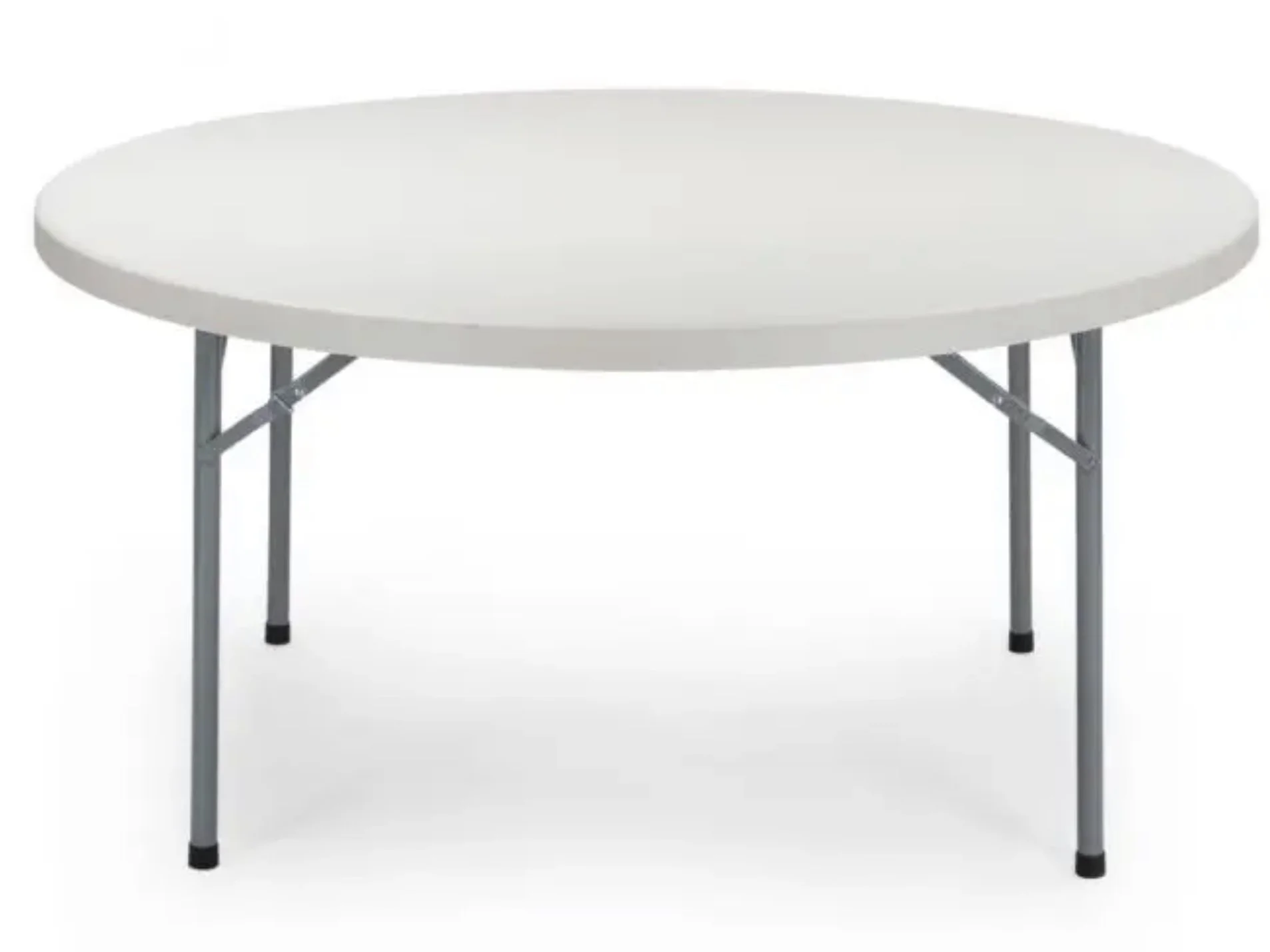 White round folding table with metal legs