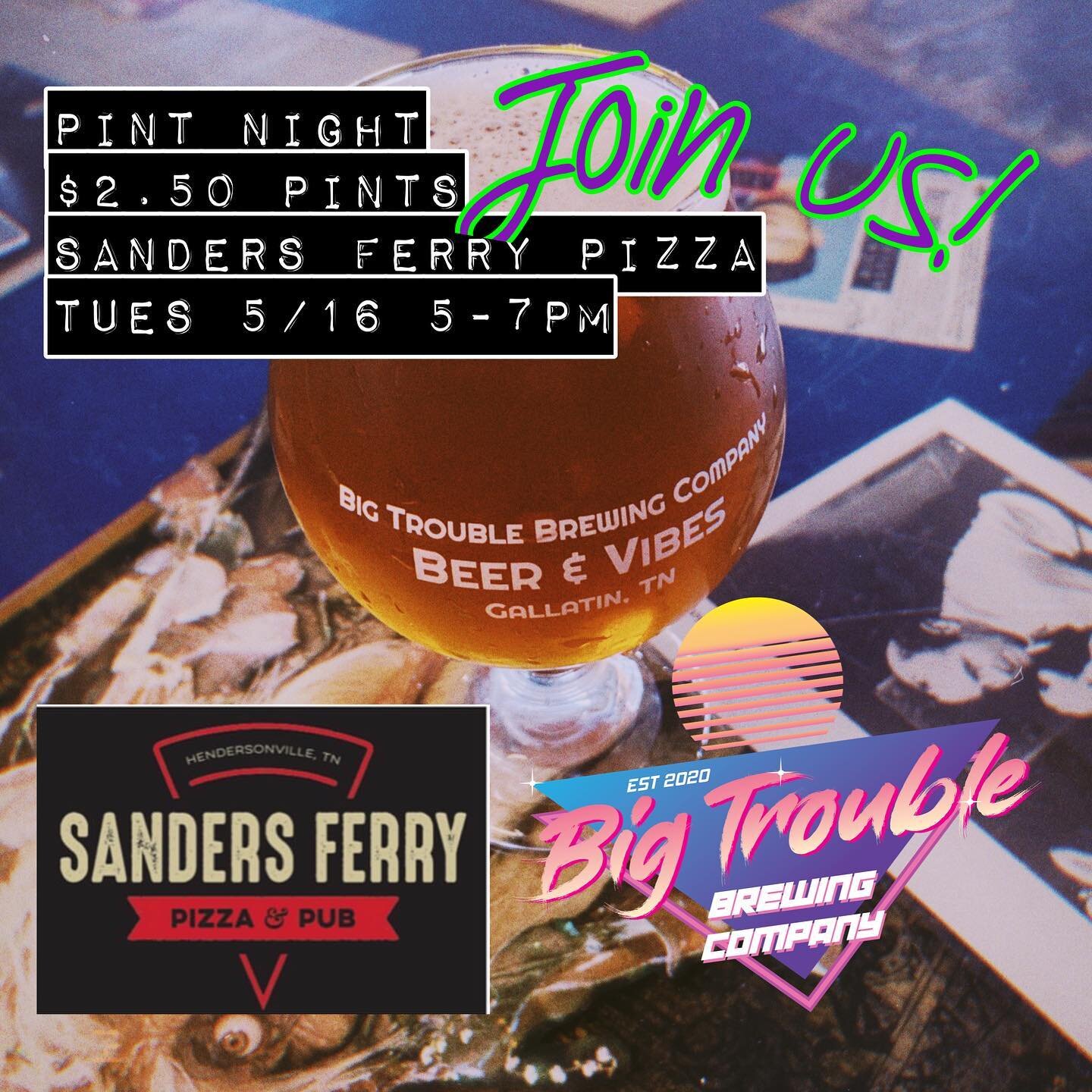 Pizza and nectar of the gods. No better pairing! Join us tonight @sandersferrypizza. We will have 4 beers on tap for 2.50!