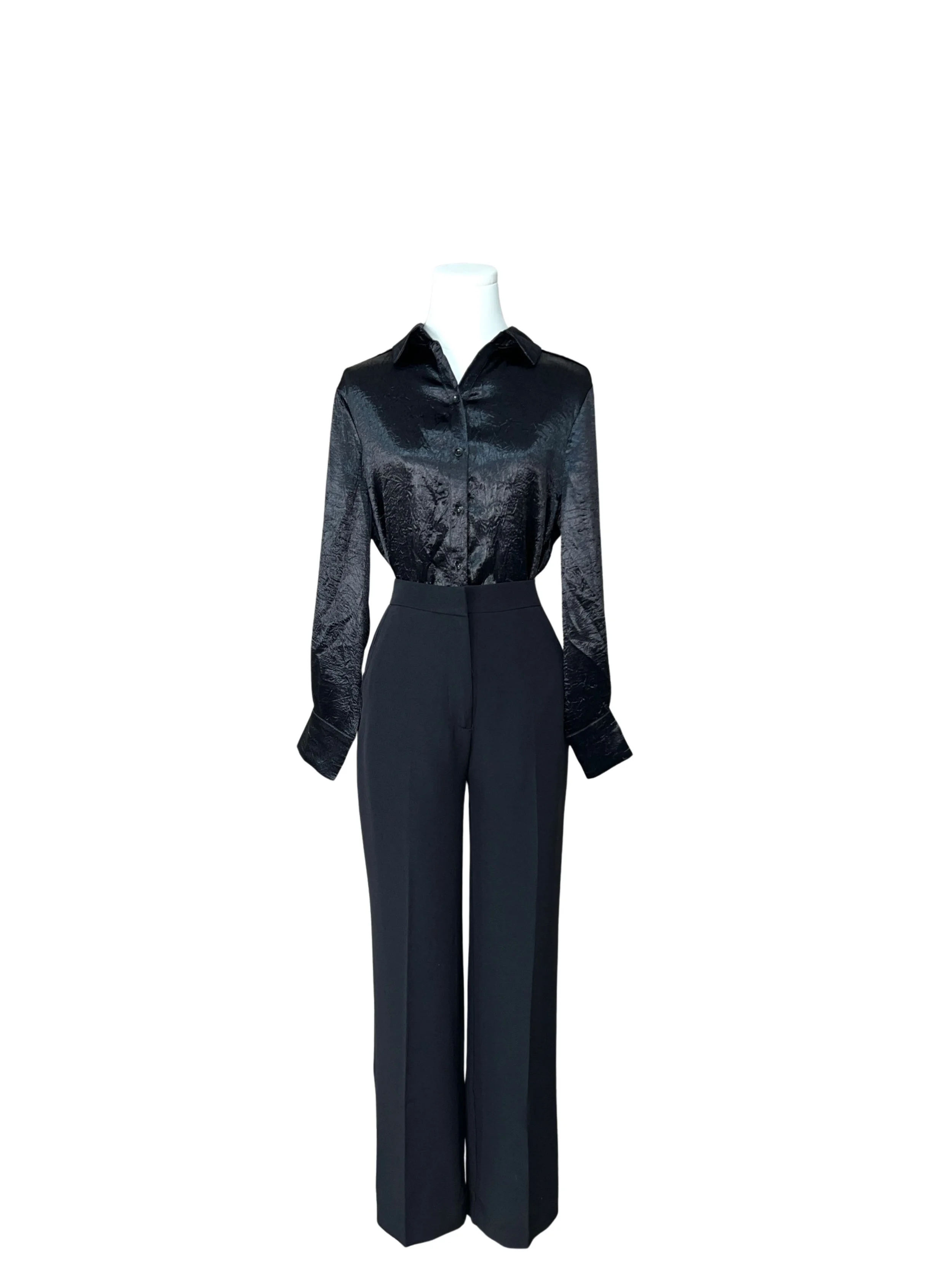 Elegant Satin Wrinkle-Effect Blouse