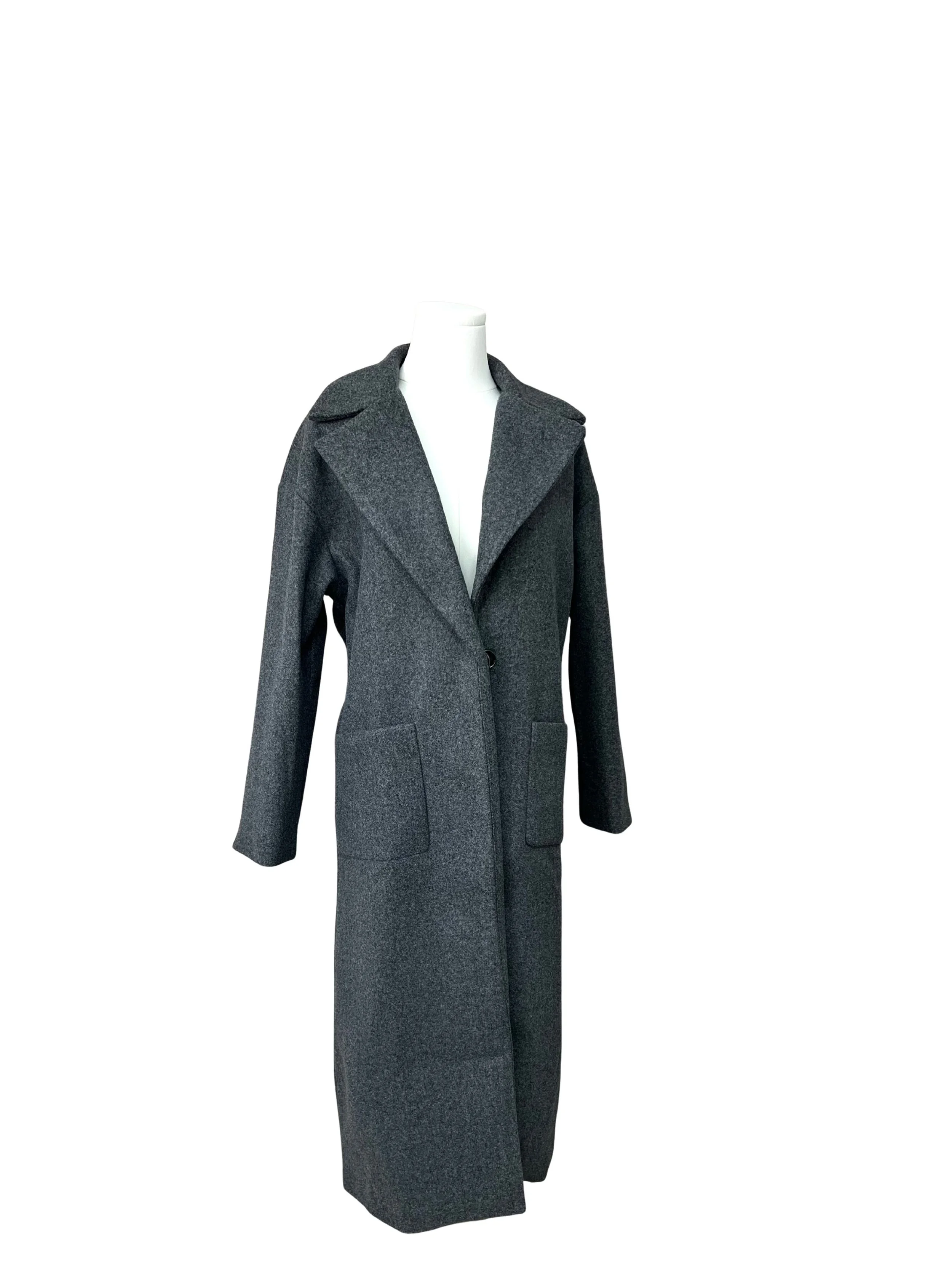 Charcoal Elegance Long Coat