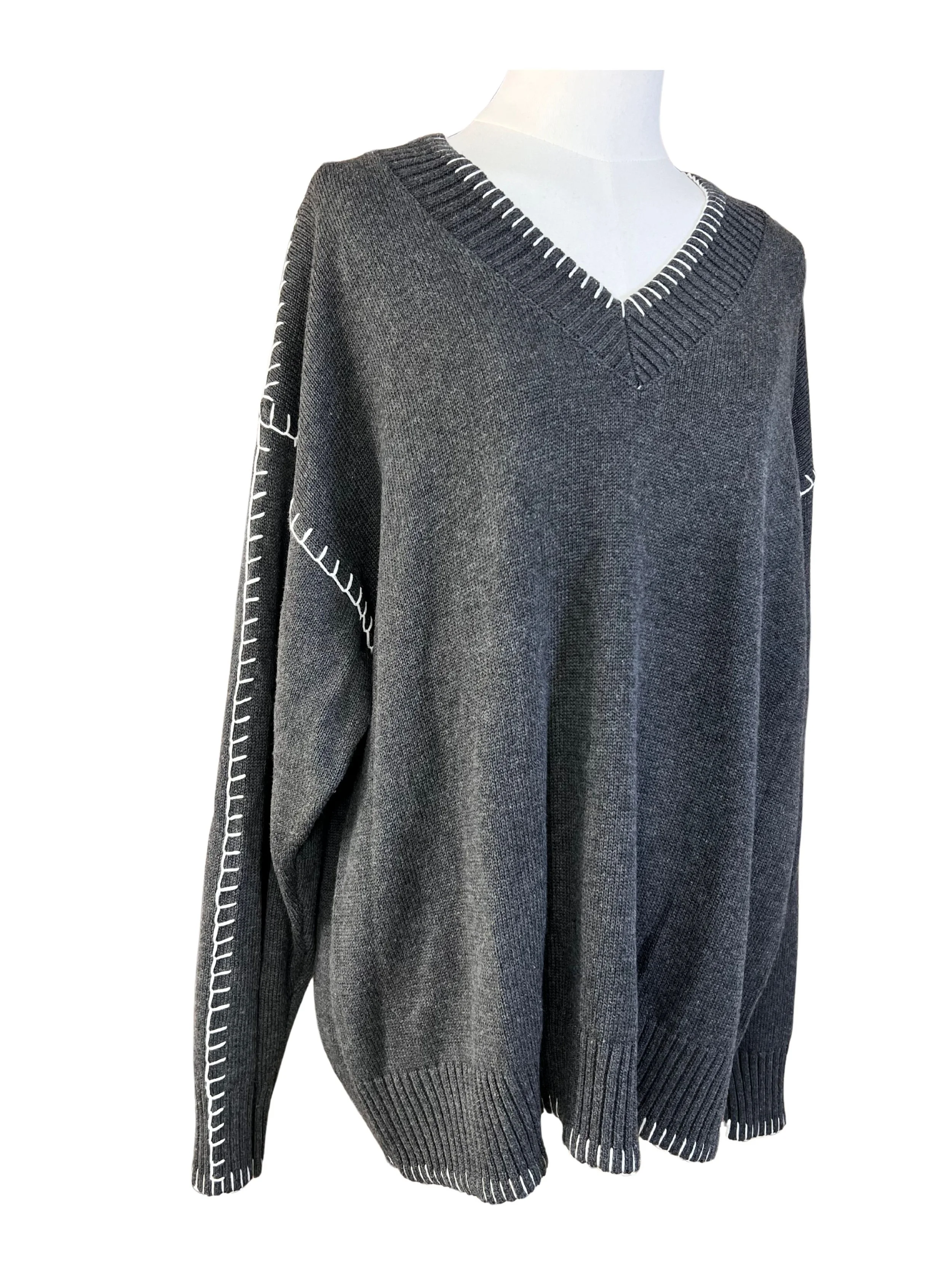 Chic Oversized V-Neck Knit Top