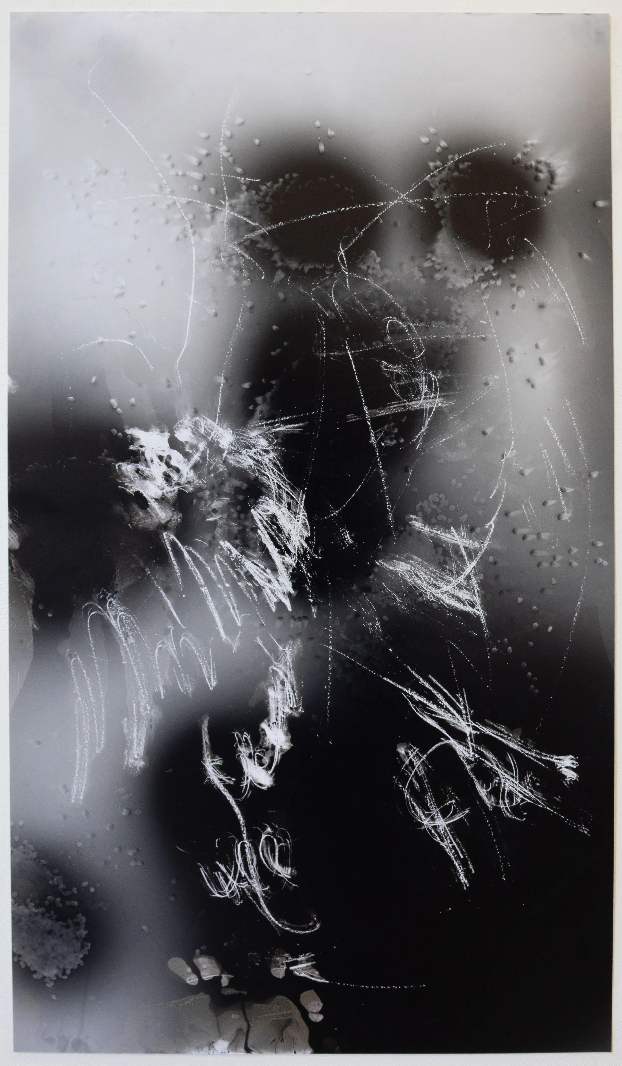 Wax drawing exposed with phone screen light, 42" x 23 1/2"