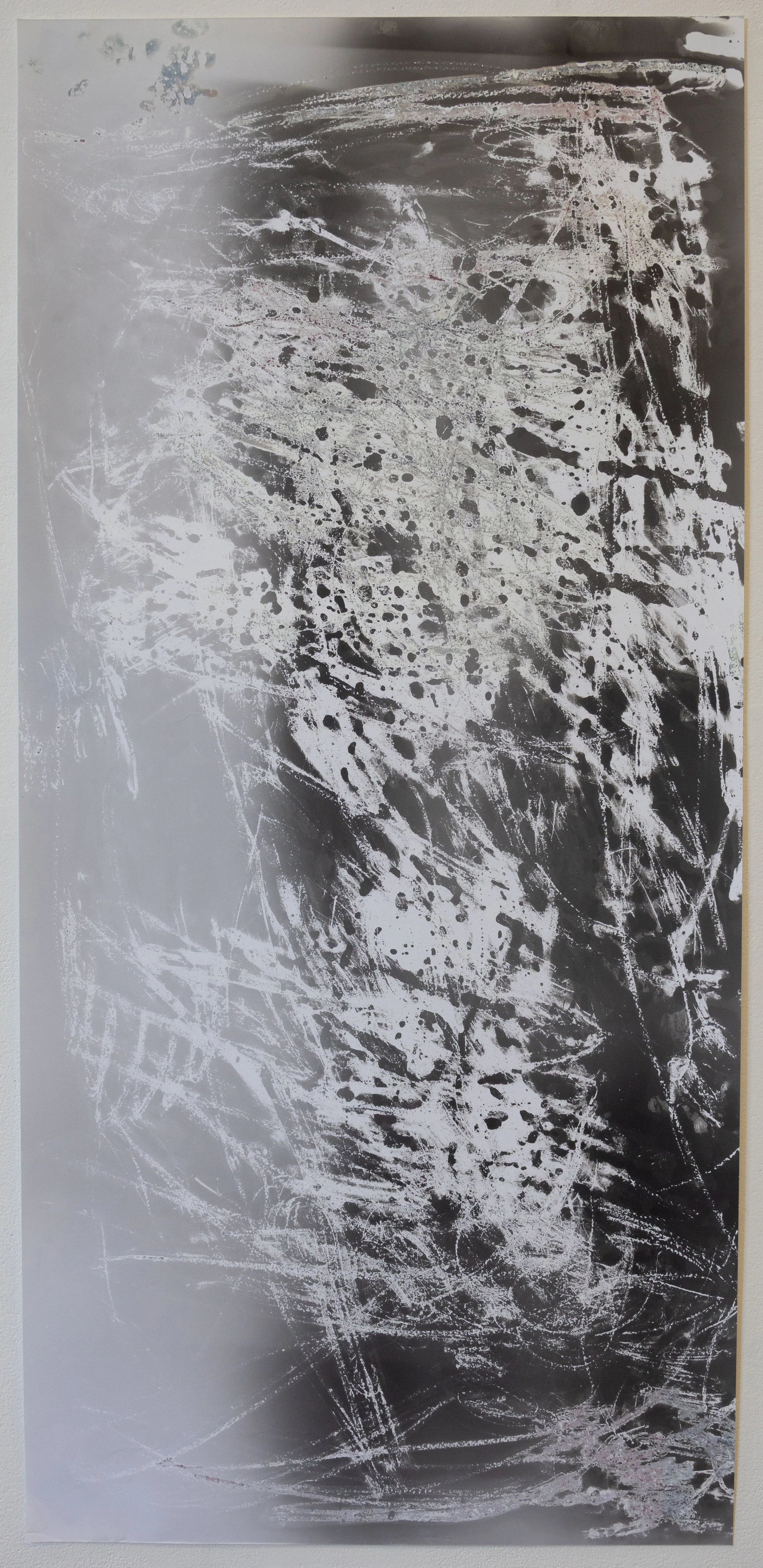 Wax drawing exposed with phone screen light,  42" x 19 3/4"