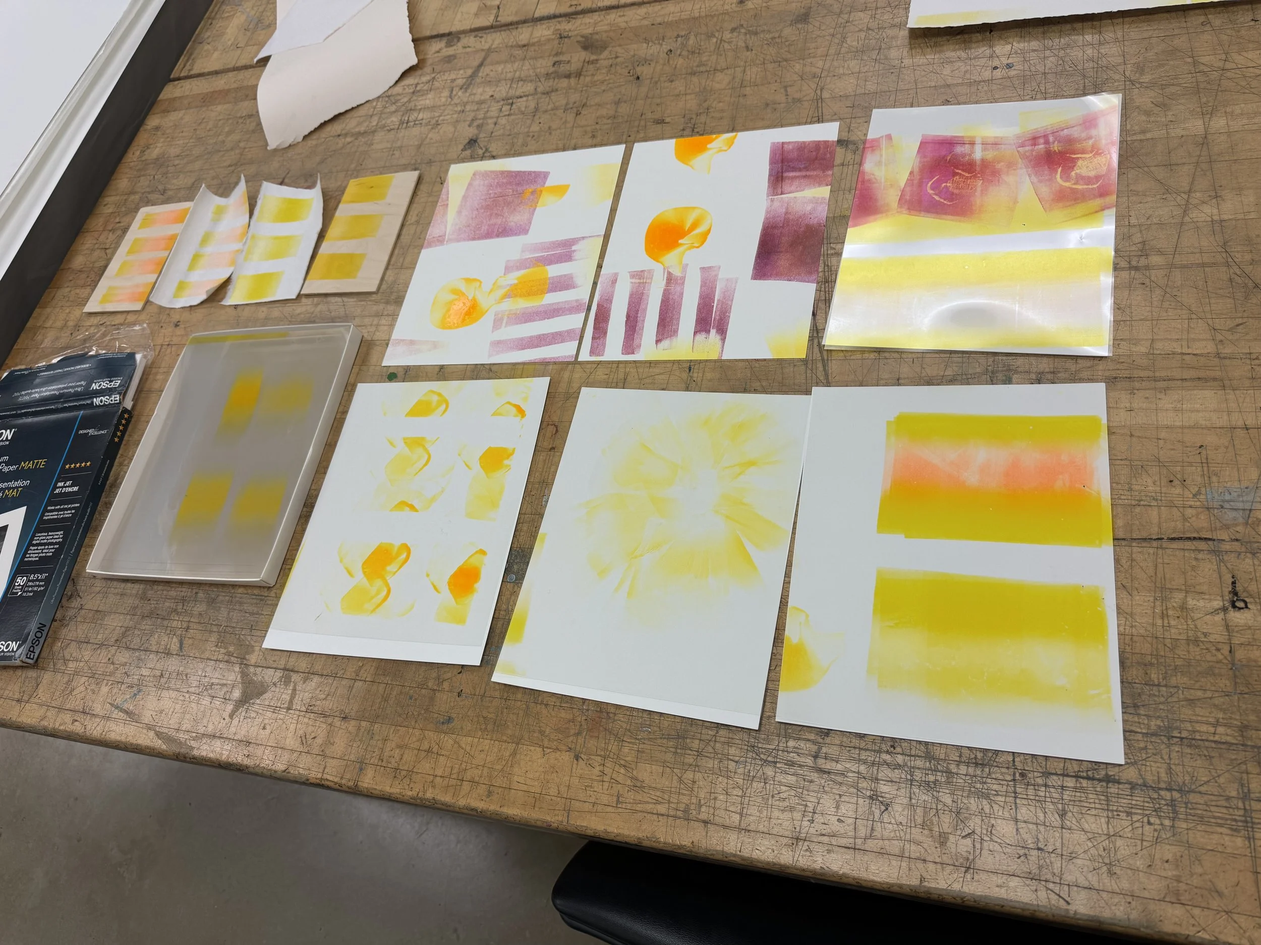 Process: ink tests for yellow flicker prints
