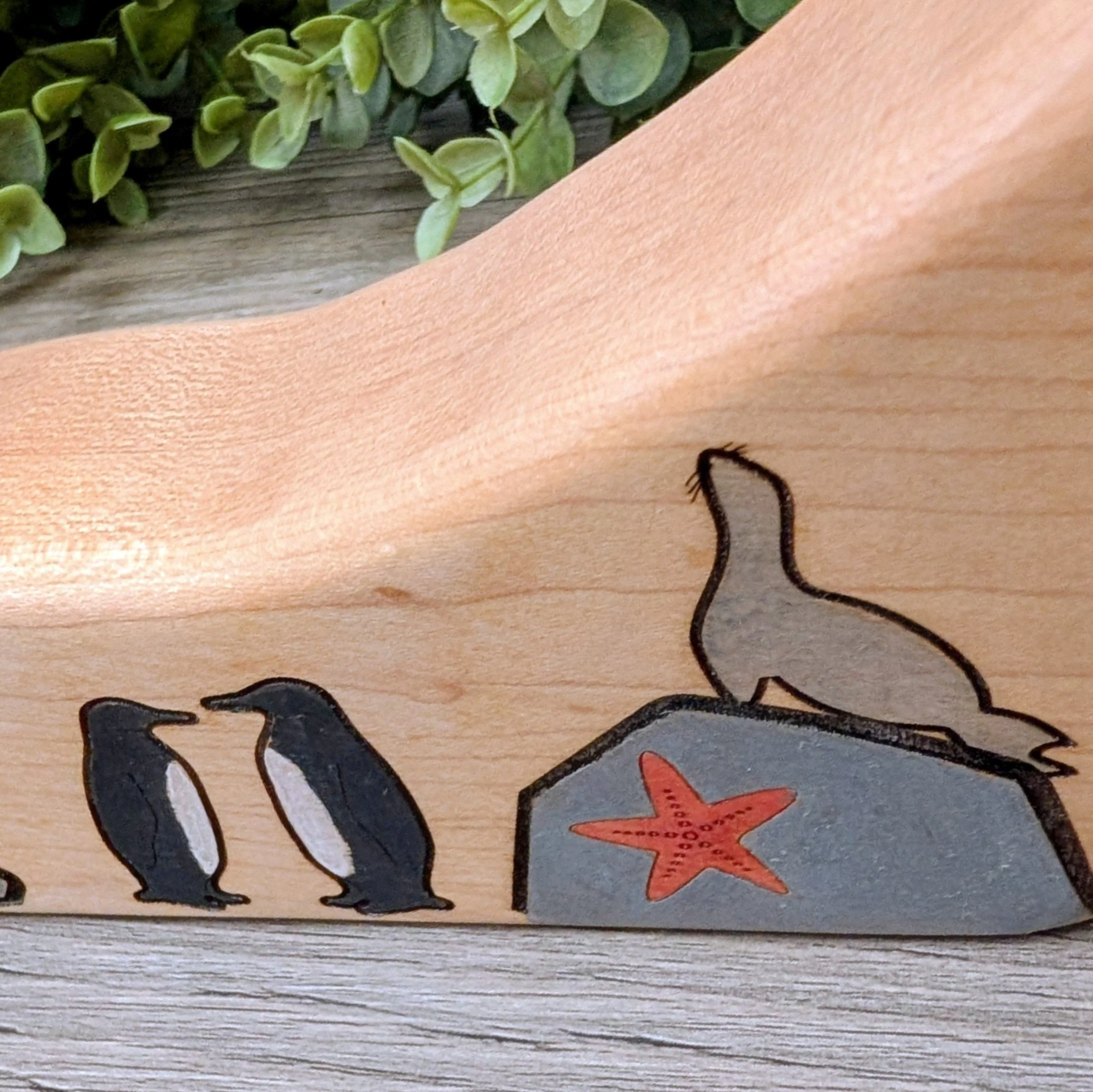 Hand painted ocean scene with seal and starfish