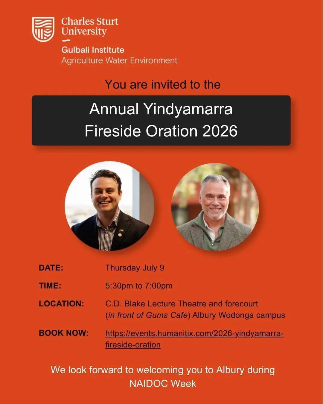 In early July I have the absolute privilege of delivering the 2026 Yindyamarra Fireside Oration down at Charles Sturt University in Albury Wodonga. For the very first time, this event is coming out of Canberra and heading straight into the regions to
