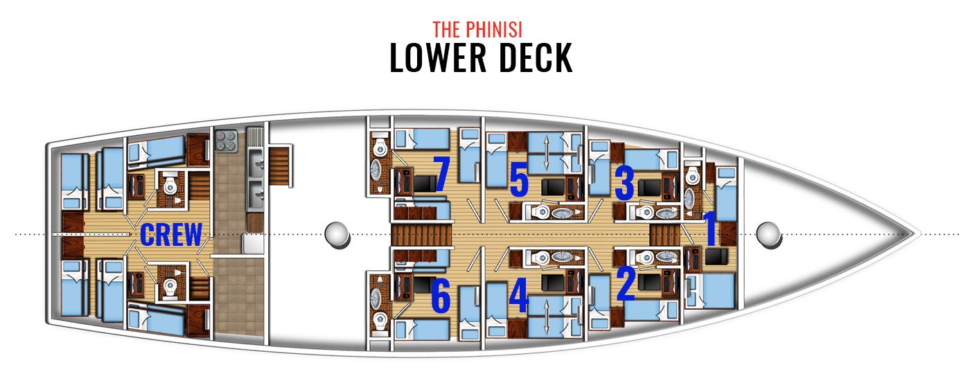 Luxury Phinisi liveaboard lower deck