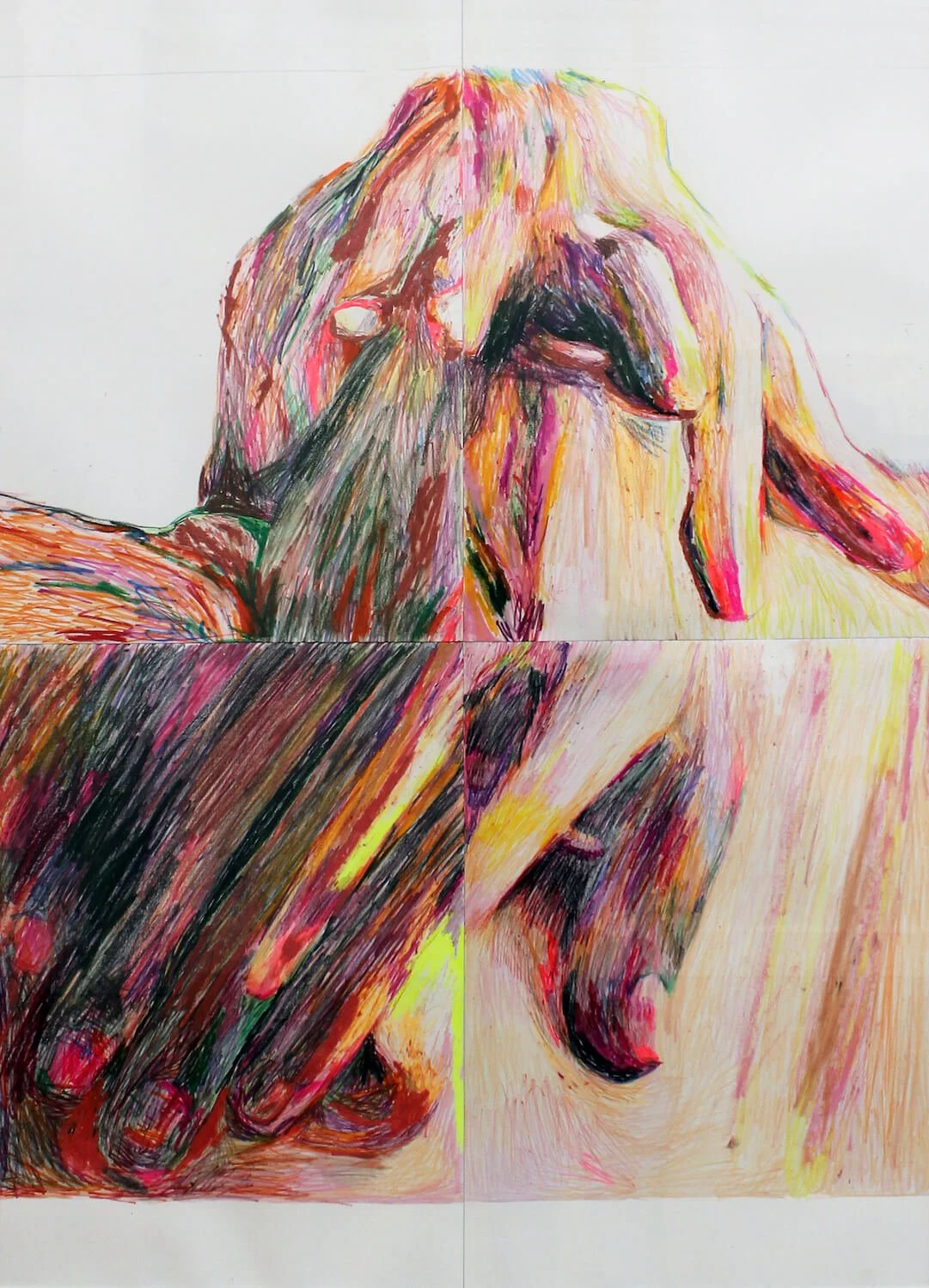 ma main sur ta main, 100 X70 cm, pastel, crayon de couleur, papier, 2019.jpg