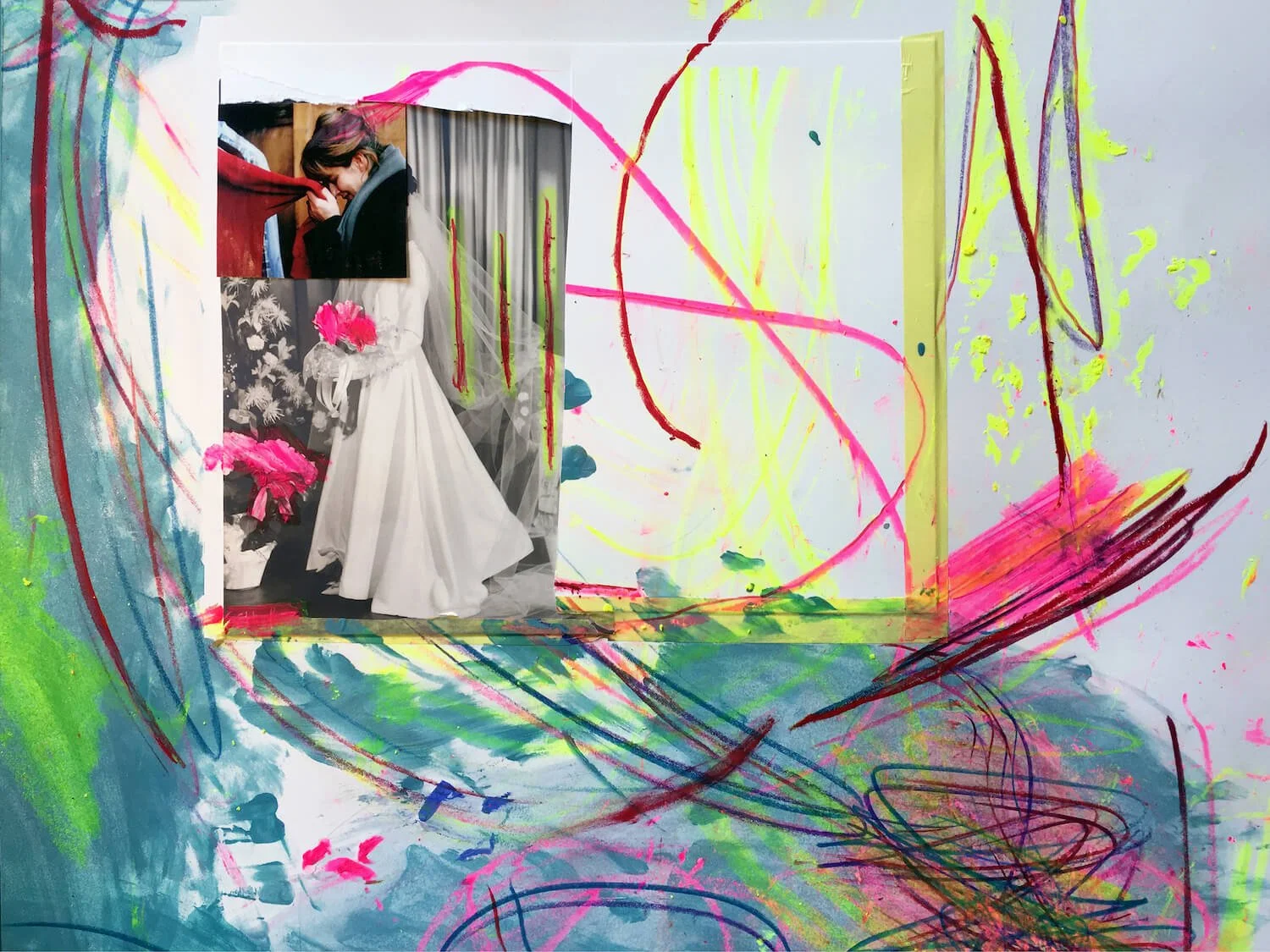  aerobic  40 X 55 cm  crayon de couleur  pastel  acrylique  photo  scotch  papier  2017.jpeg