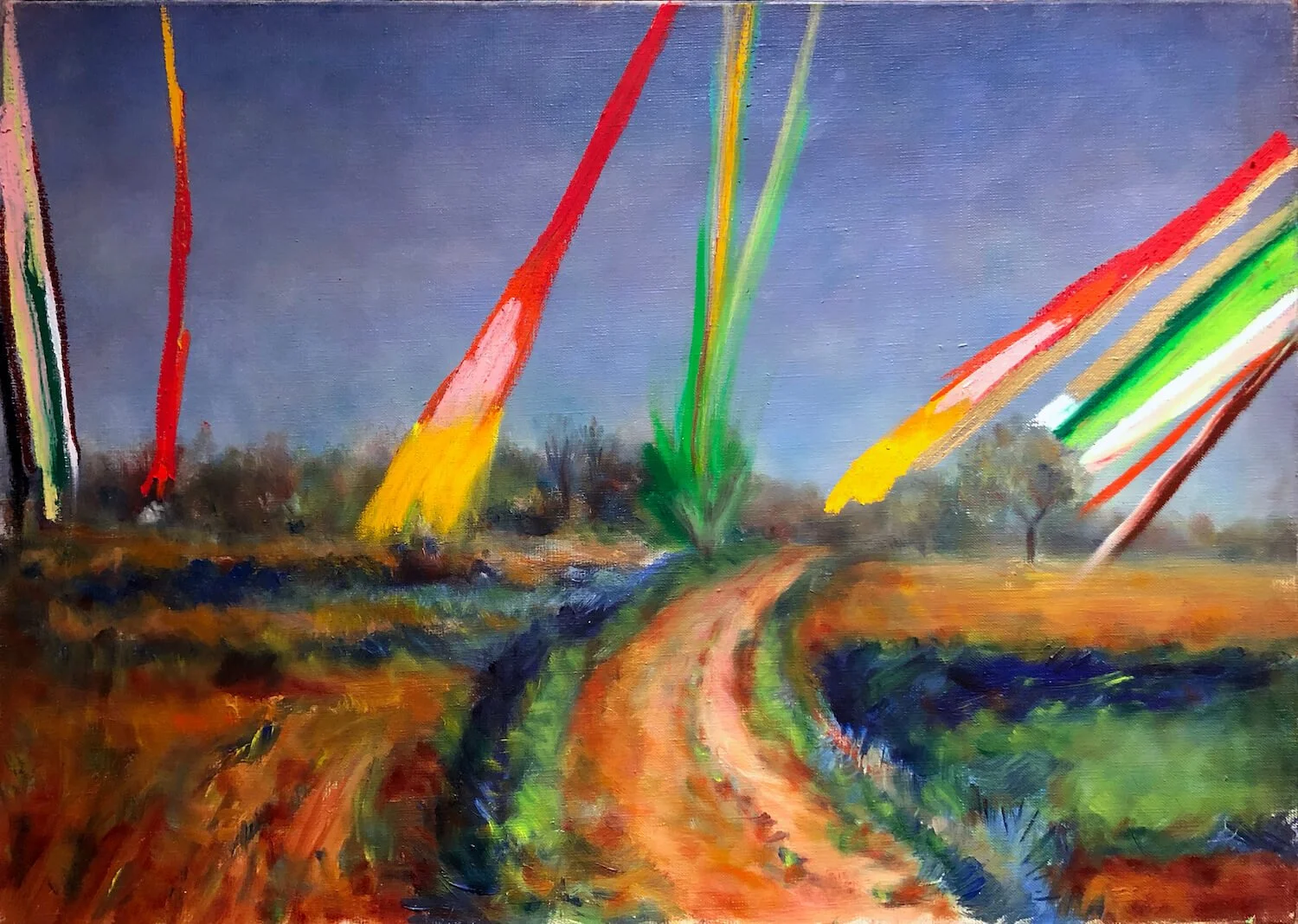  fire in the twilight 46 X 65 cm pastel gras  huile  toile  2021 .jpg