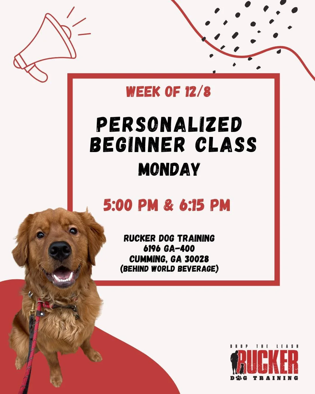 📍 North Forsyth &mdash; Personalized Beginner

Week 4 already! Our North Forsyth Beginner teams are diving into the come command, one of the most important skills your dog will use every day. This is the final week before test week, and we love seei