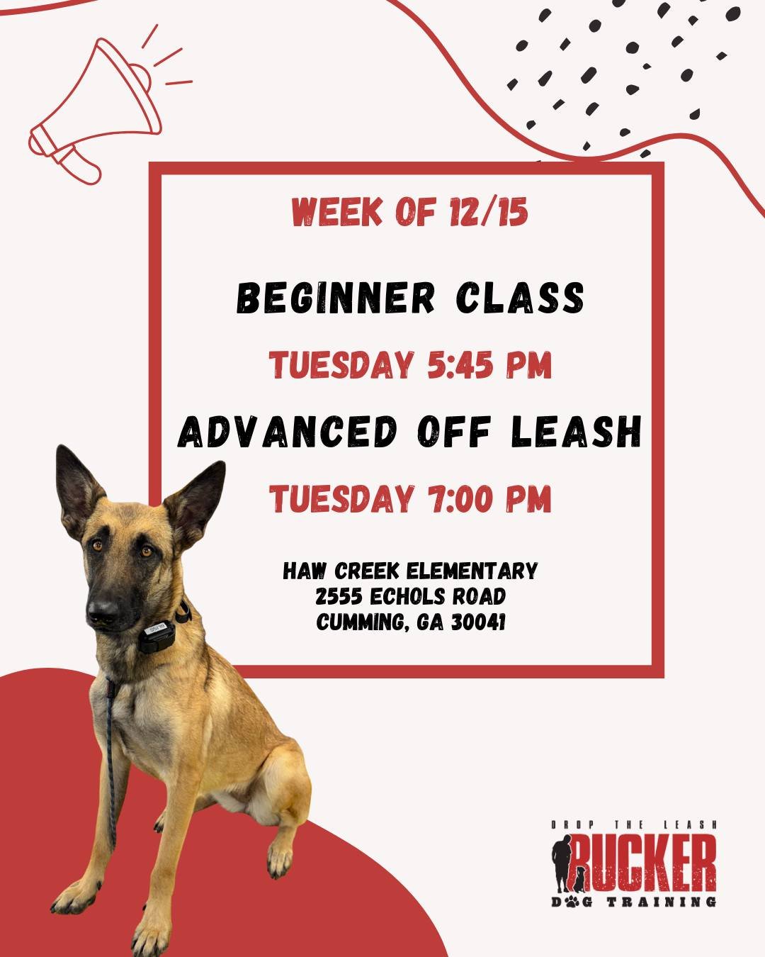 📍 CUMMING &mdash; Beginner &amp; Advanced Off Leash 

It&rsquo;s Week 5 in Cumming, and we&rsquo;ve got a big night ahead!

Our Beginner teams will be taking their end-of-round test, showing off everything they&rsquo;ve been practicing.
Our Advanced
