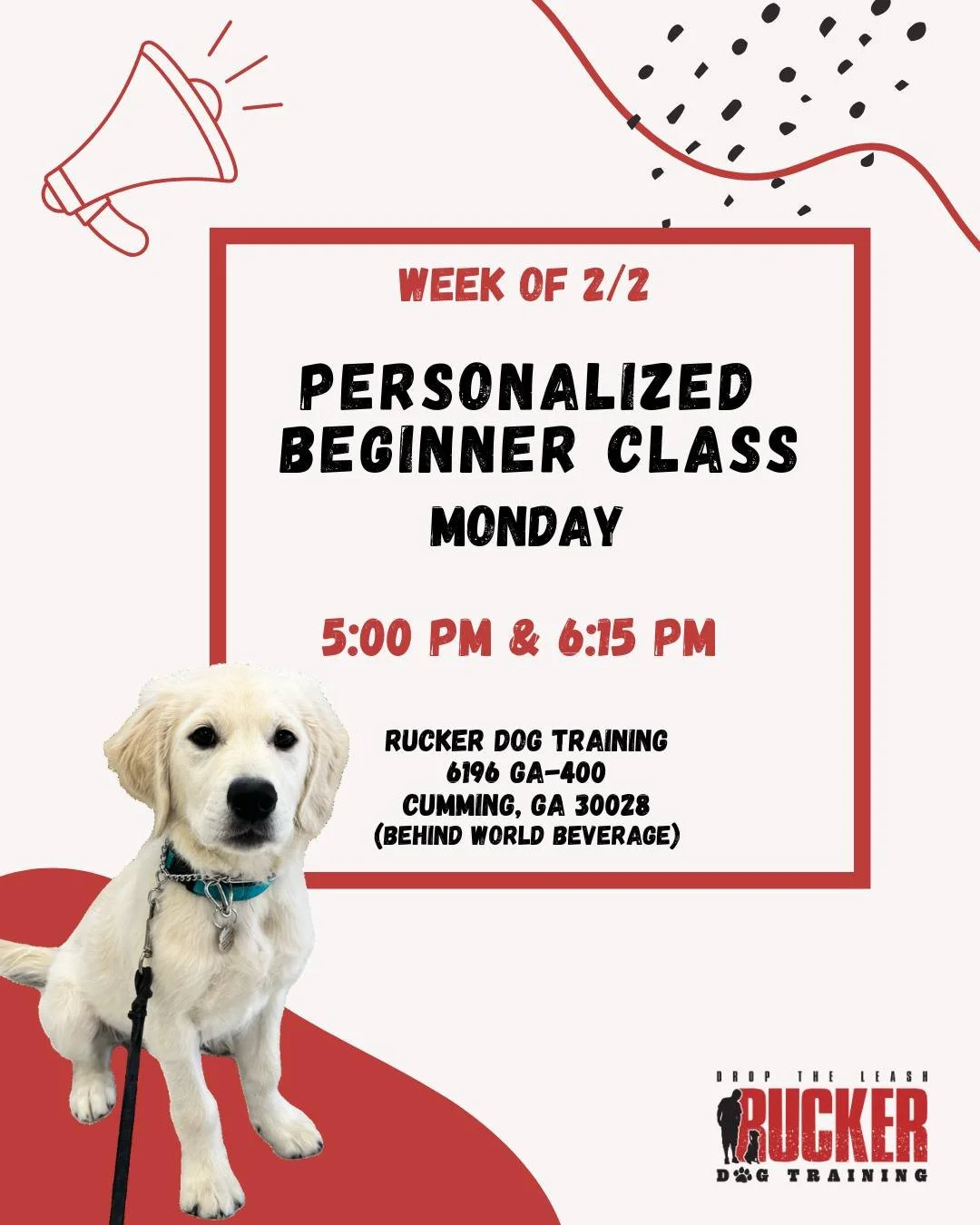 North Forsyth &ndash; Personalized Beginner (Monday)

Week of 2/2 kicks off another great week of training! 👏
Our Personalized Beginner classes are building on foundations and continuing to add new commands while sharpening focus and engagement.

🗓