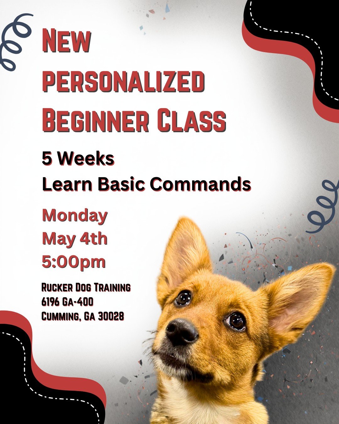 Our next Personalized Beginner Class kicks off:

🗓 Monday, May 4th
⏰ 5:00 PM
📍 Rucker Dog Training &ndash; Cumming

5 weeks focused on building strong foundations and teaching your pup all the basic commands in a more personalized, small group sett