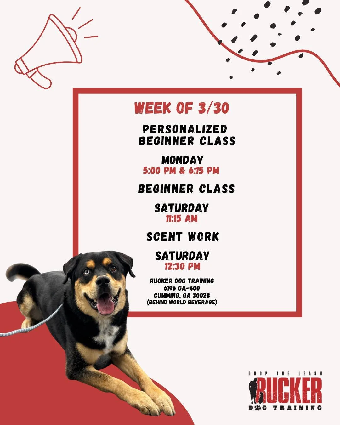 North Forsyth 

Week 3 and making big progress! 🐾

Our Personalized Beginner and Beginner classes are continuing to build on everything they&rsquo;ve learned while adding more commands, improving focus, and gaining confidence each week.

Our Scent W