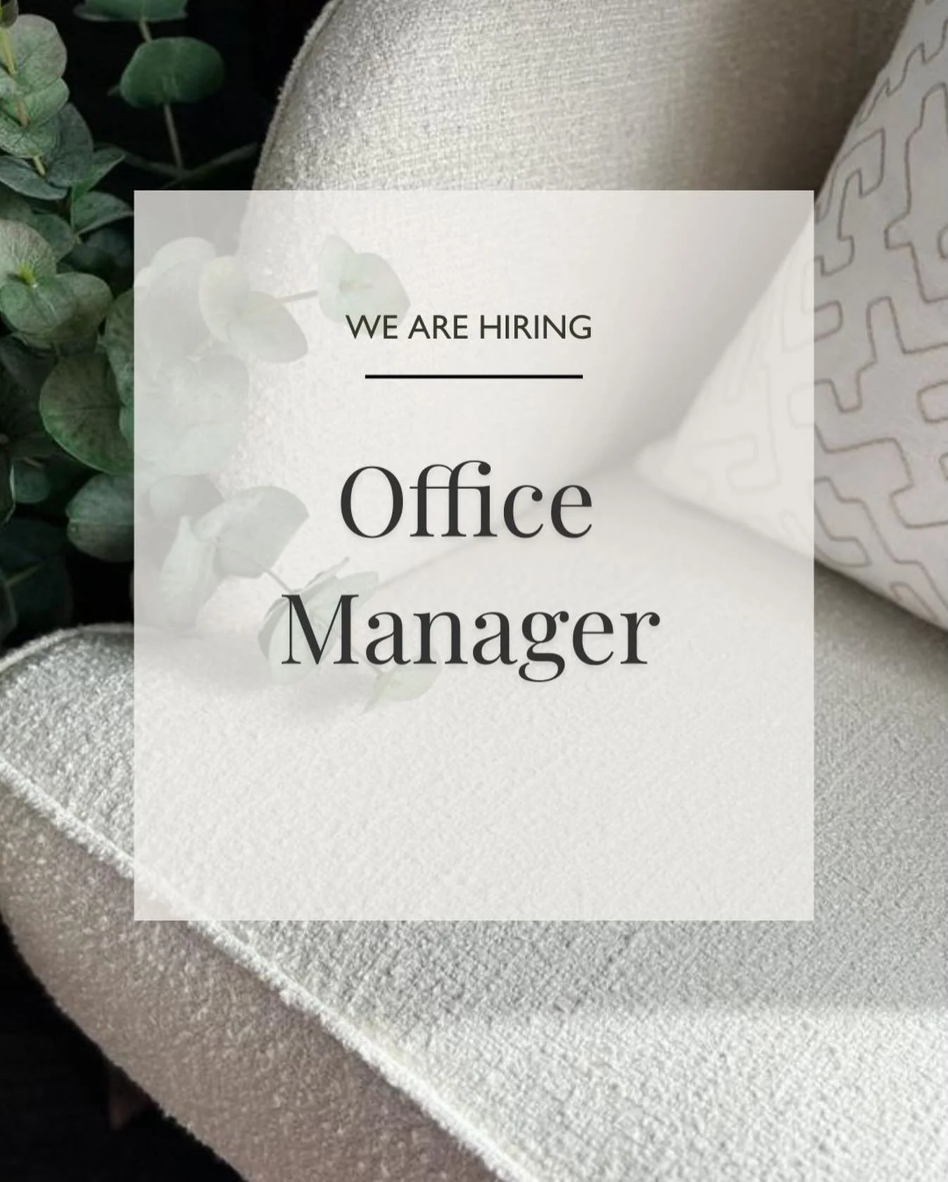 We are seeking an experienced and highly organised Office Manager to support the smooth operation and commercial success of our interior design studio.
This is a pivotal role in a small team, responsible for managing studio operations, overseeing pri
