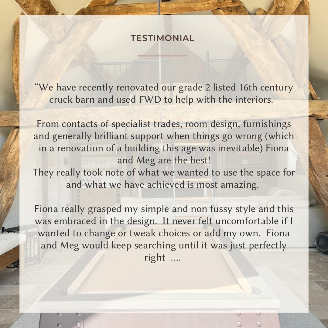 These lovely words from our clients, Rachel &amp; Nick, mean so much to us ✨
Having worked with them on their main home a few years ago, it was wonderful to be invited back to transform their beautiful 16th-century barn into a space for the whole fam