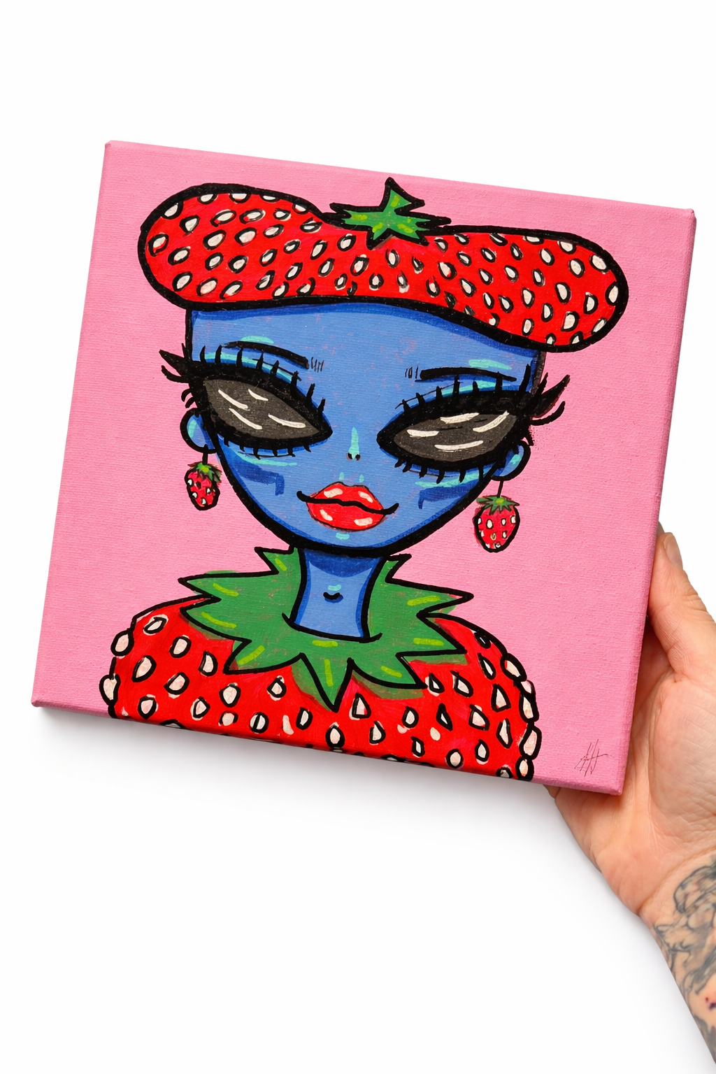 ‘Strawberry Visitor’ | 8x8” Art