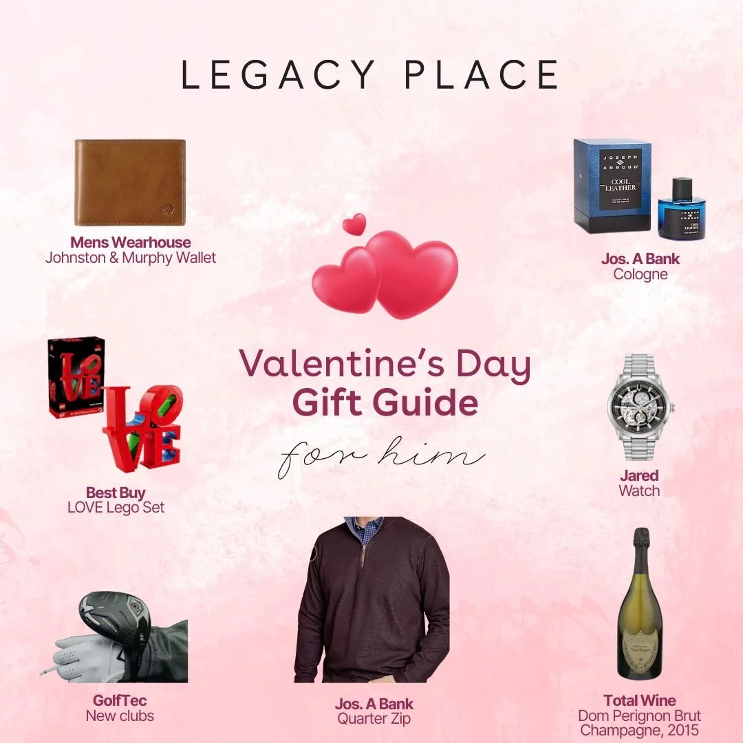Whether you're shopping for him or her this Valentine's Day, Legacy Place has thoughtful finds that feel personal, polished, and right on time. From classic go-tos to something a little unexpected, you&rsquo;ll find gifts they&rsquo;ll genuinely love