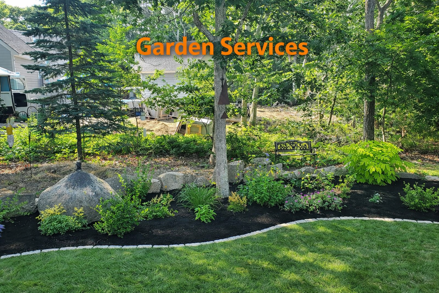 Professional garden landscaping and plant bed installation by West Wind MV on Martha’s Vineyard.