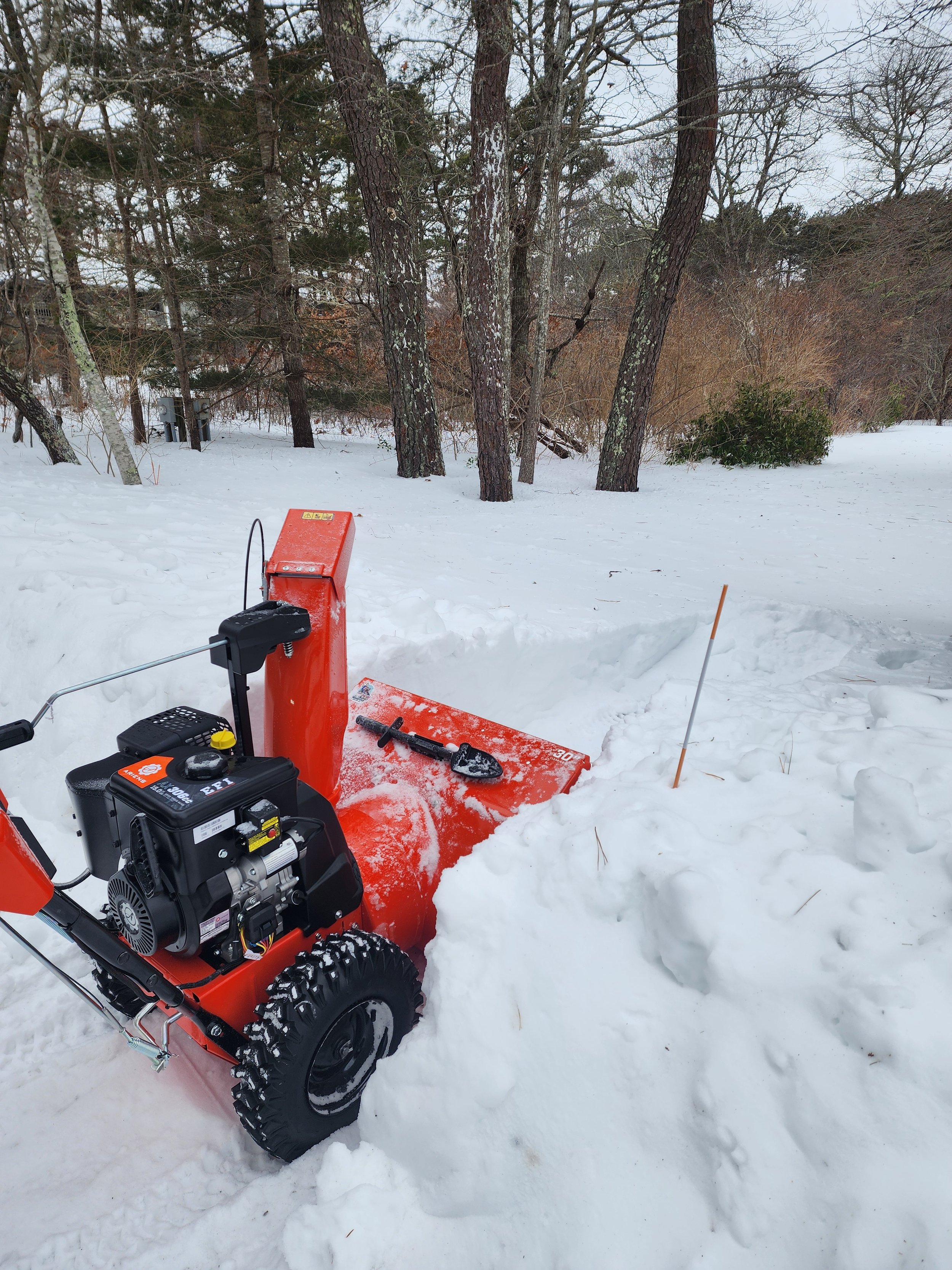 Residential and commercial snow removal using snowblower, shoveling, and salting on Martha’s Vineyard by West Wind MV.