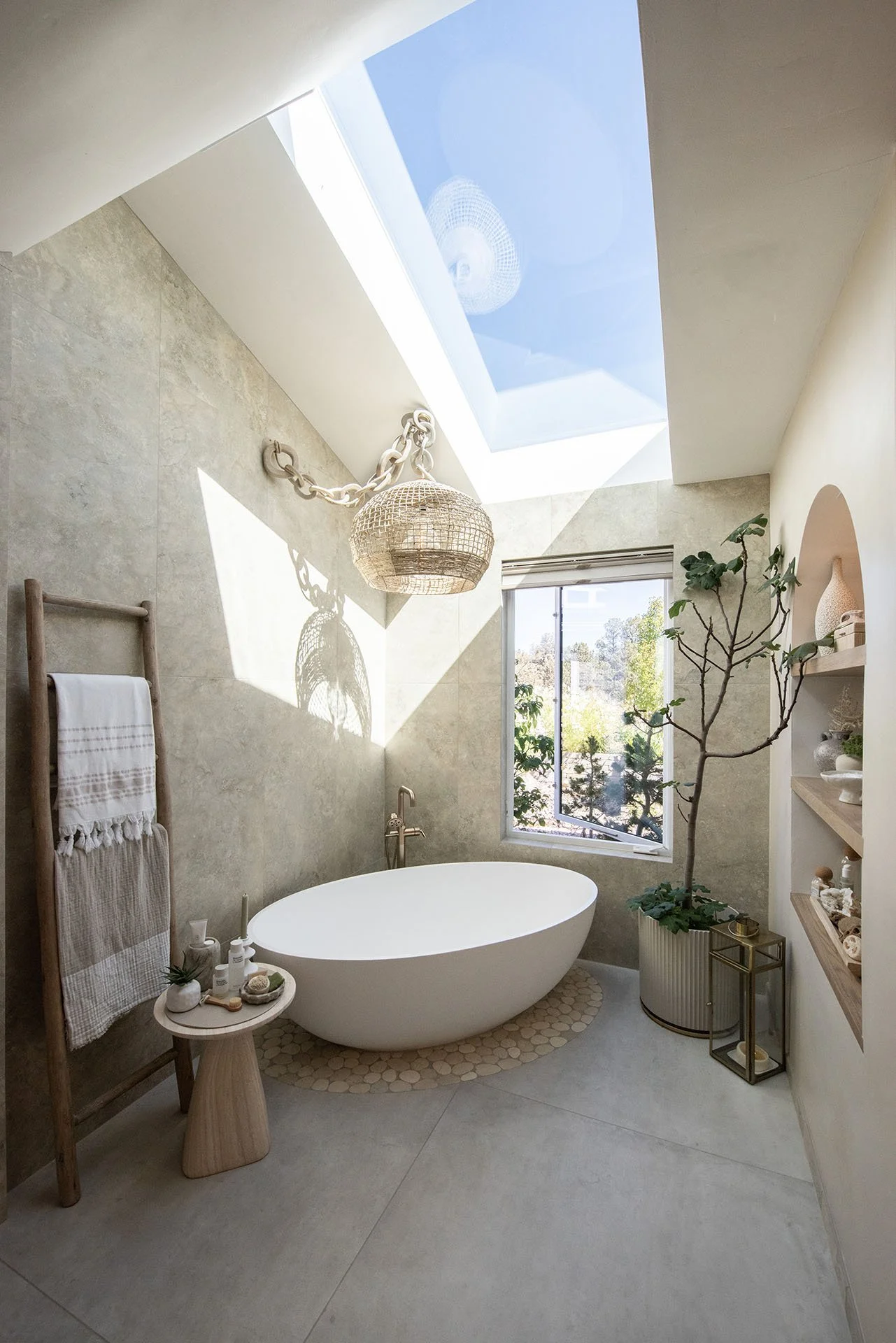 Boho Modern Primary/Master Bath Remodel and Addition. Life Design Build, Architects. Bend, Oregon.
