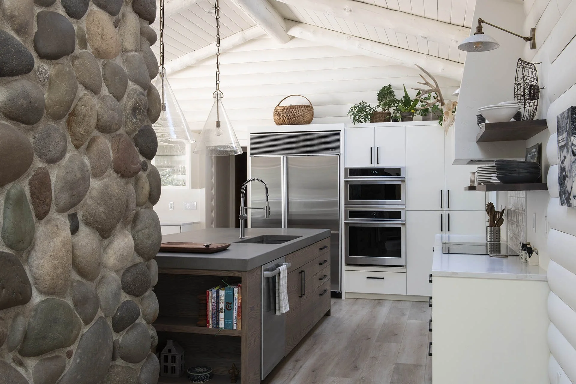 Scandinavian-inspired Modern Log Home Remodel. Life Design Build, Architects. Bend, Oregon.