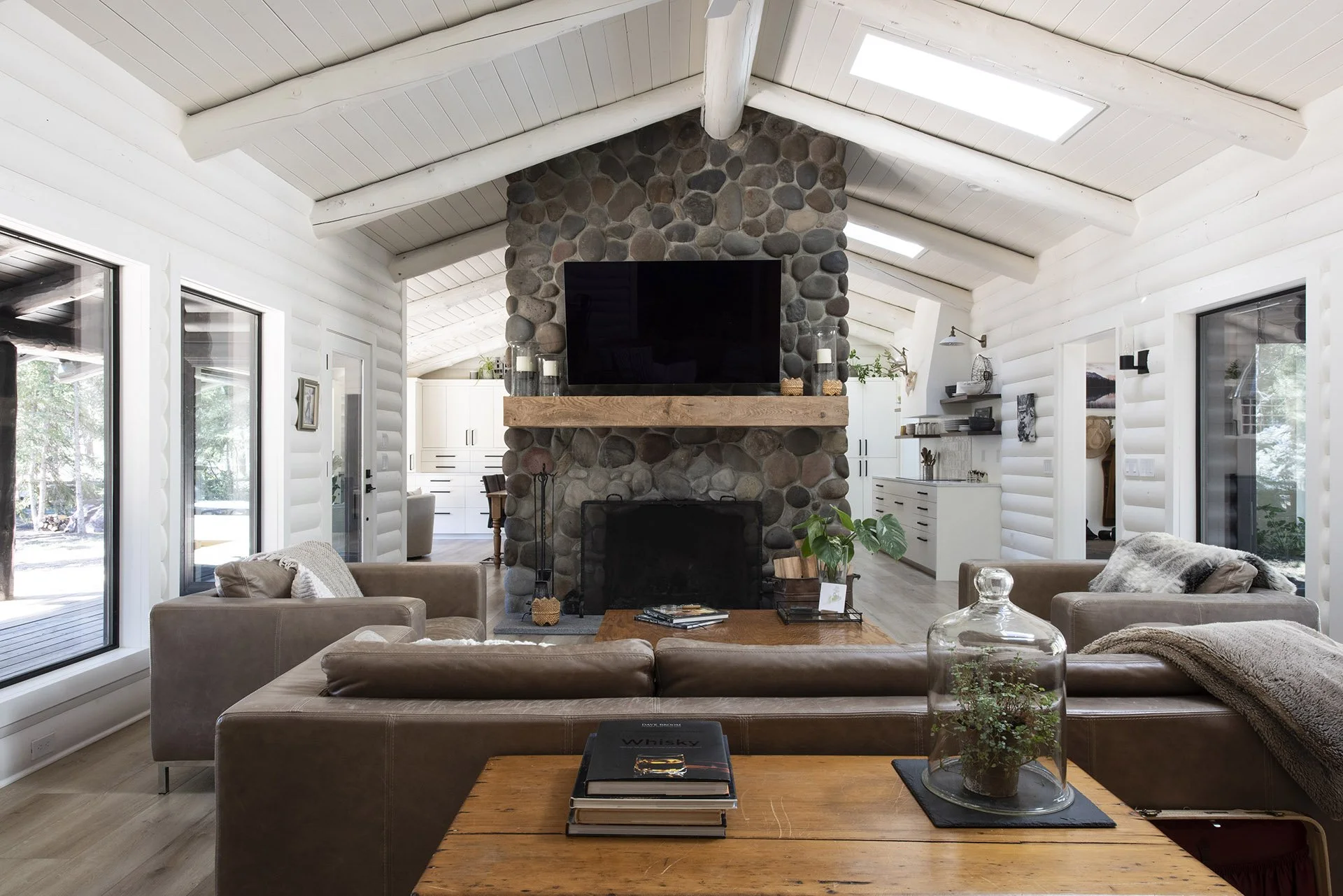 Scandinavian-inspired Modern Log Home Remodel. Life Design Build, Architects. Bend, Oregon.