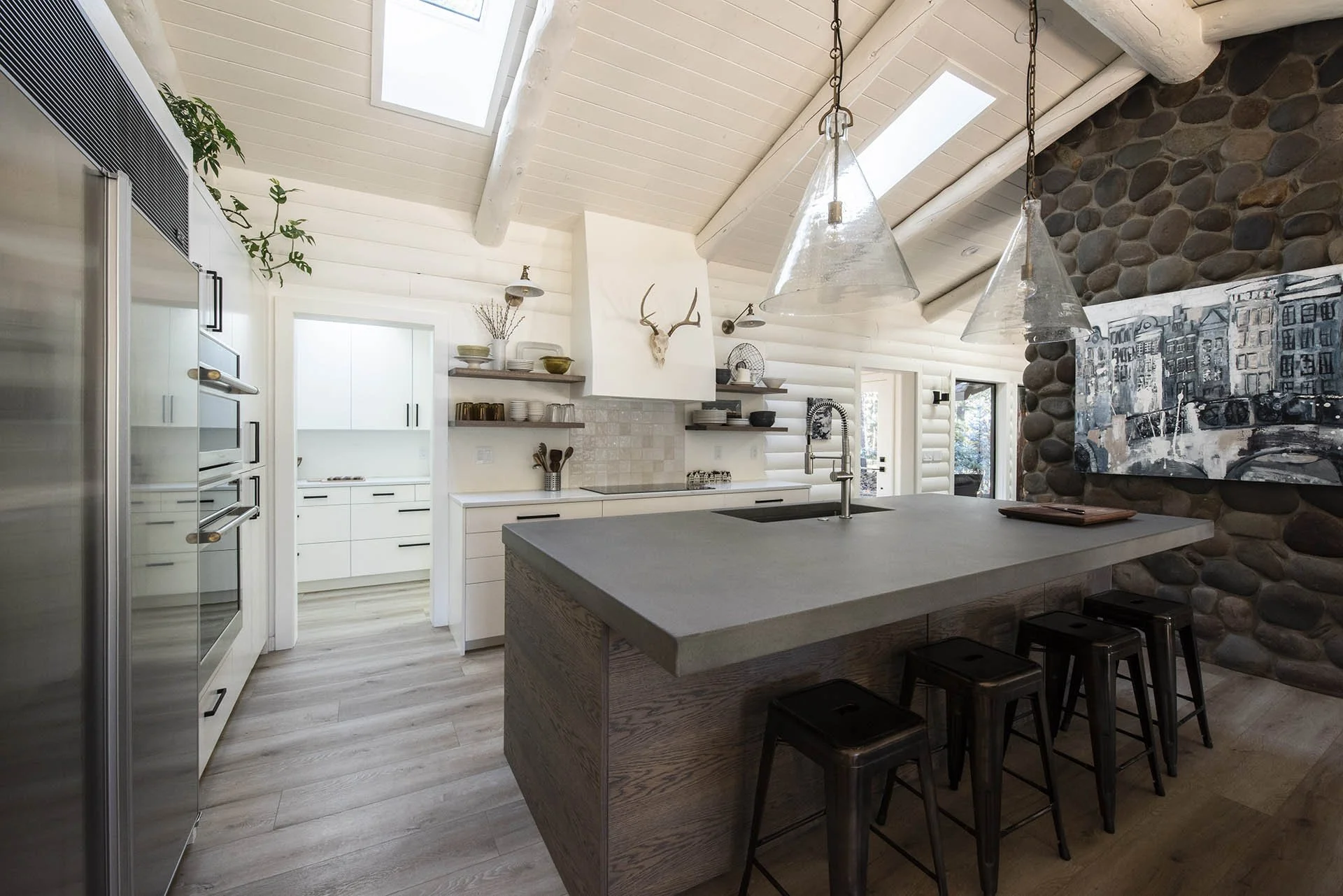 Scandinavian-inspired Modern Log Home Remodel. Life Design Build, Architects. Bend, Oregon.