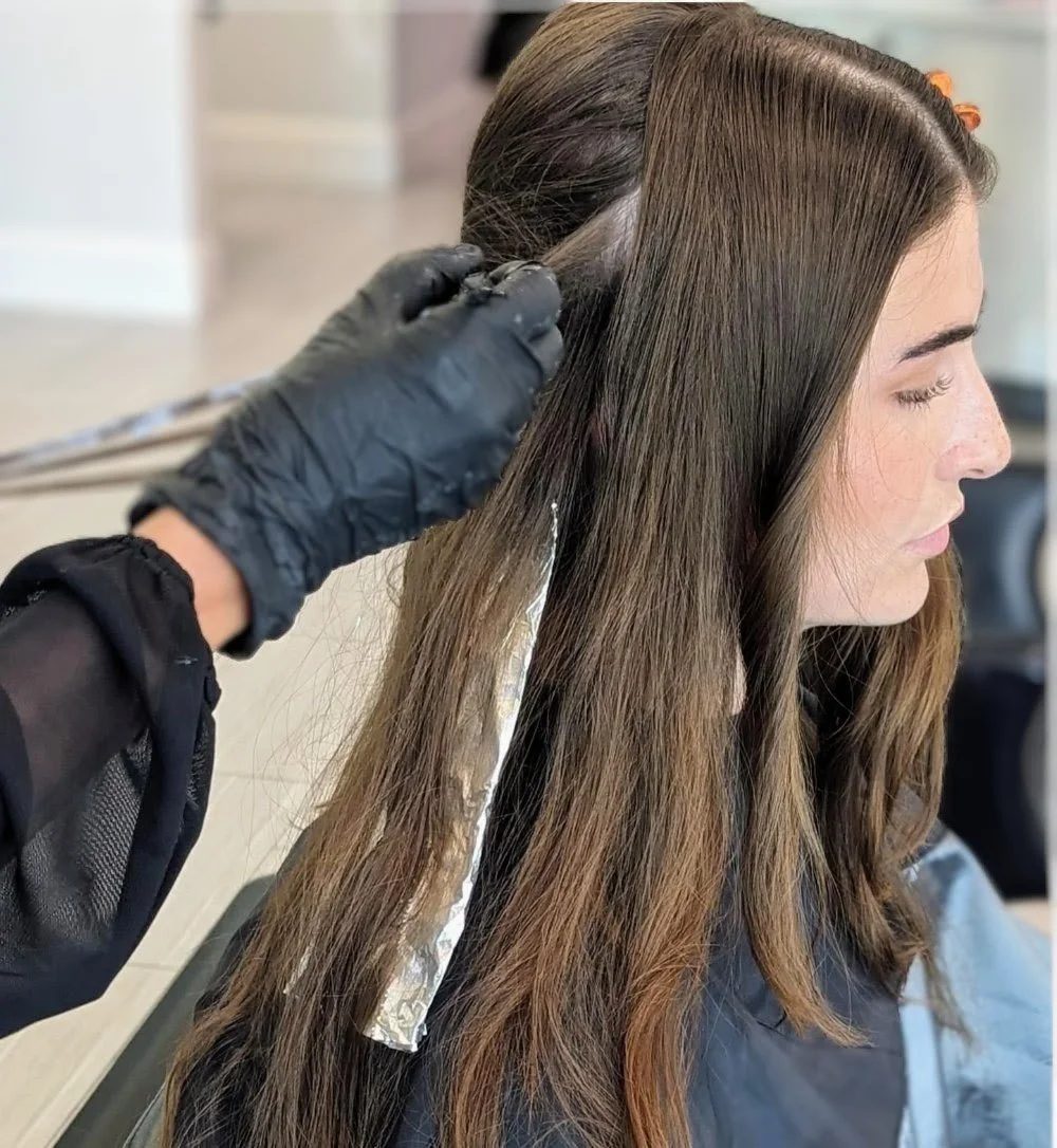 Before: sun-kissed balayage, haircut & style at Tyler Presley Salon
