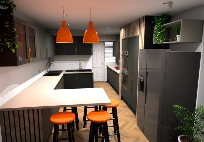 Let&rsquo;s take a look at how the kitchen is coming together in our 8 bed, 8 bath back-to-brick HMO interior design project 🔨✨

We&rsquo;ve got the original moodboard and the renders showing our vision👌

Then we&rsquo;re taking it right back to ho