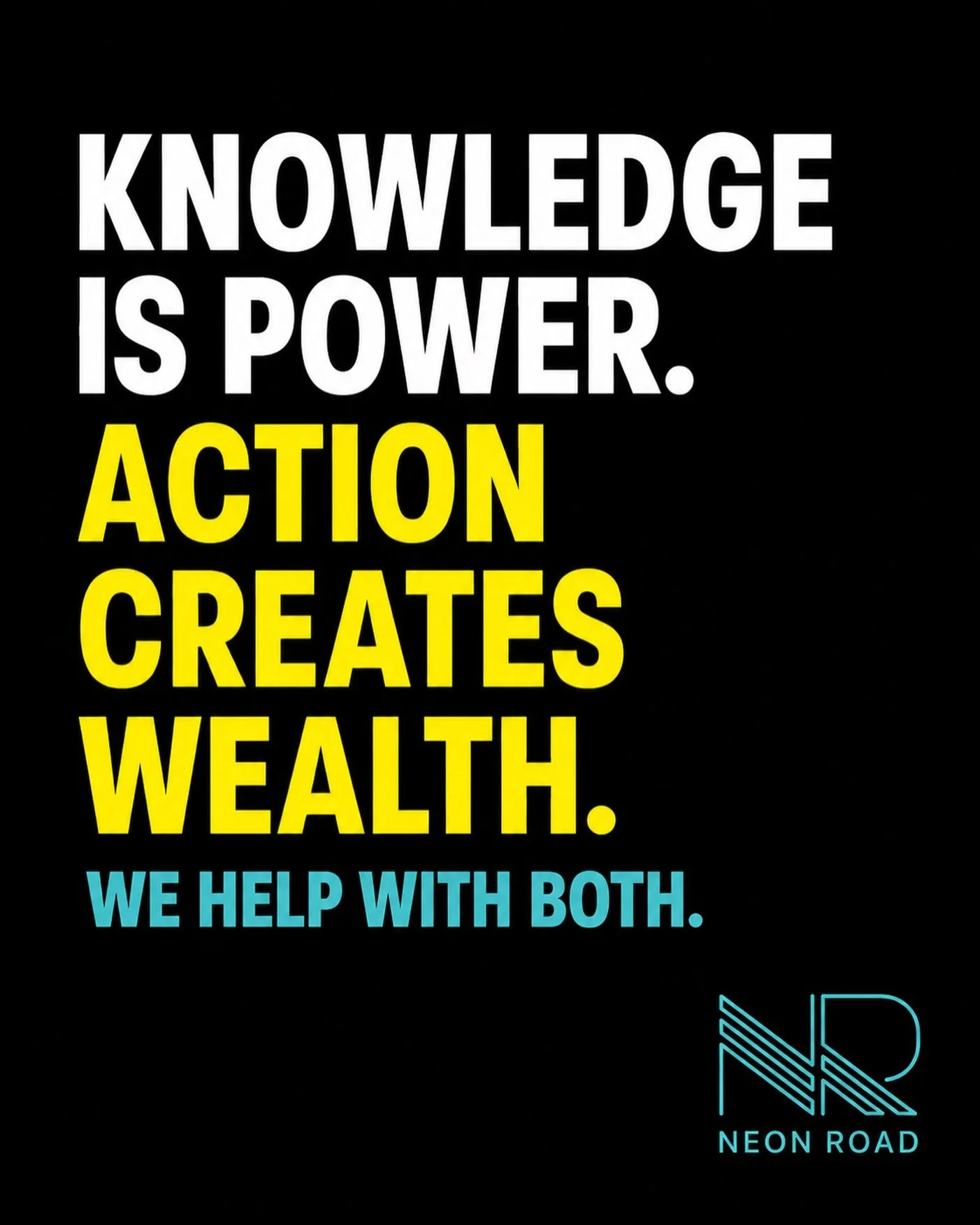 Knowledge gives you options. Action gets you results. ⚡️

At Neon Road, we don&rsquo;t just teach property investment - we help you actually do it! 

From understanding the strategies and numbers, to finding and securing the right opportunities, our 
