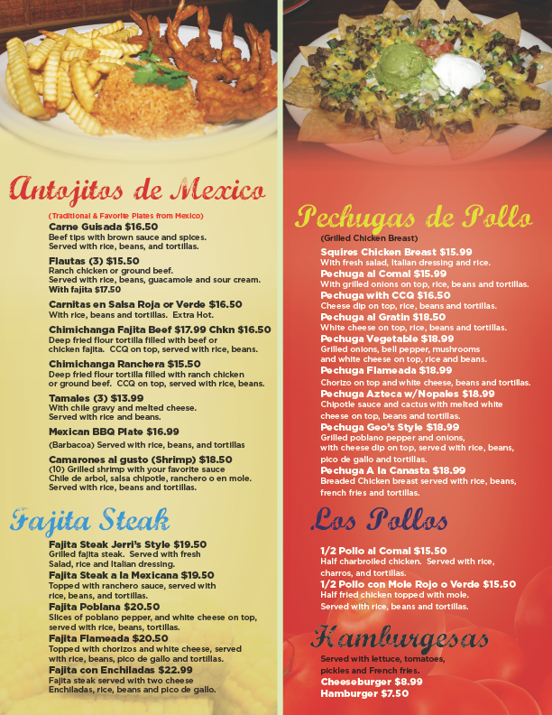 DINNER/ ALL DAY — Barcenas Mexican Restaurant