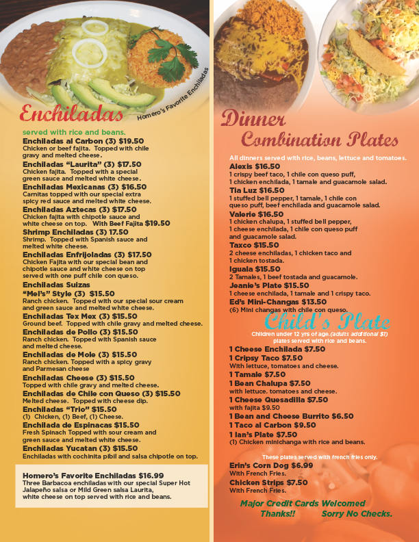 DINNER/ ALL DAY — Barcenas Mexican Restaurant