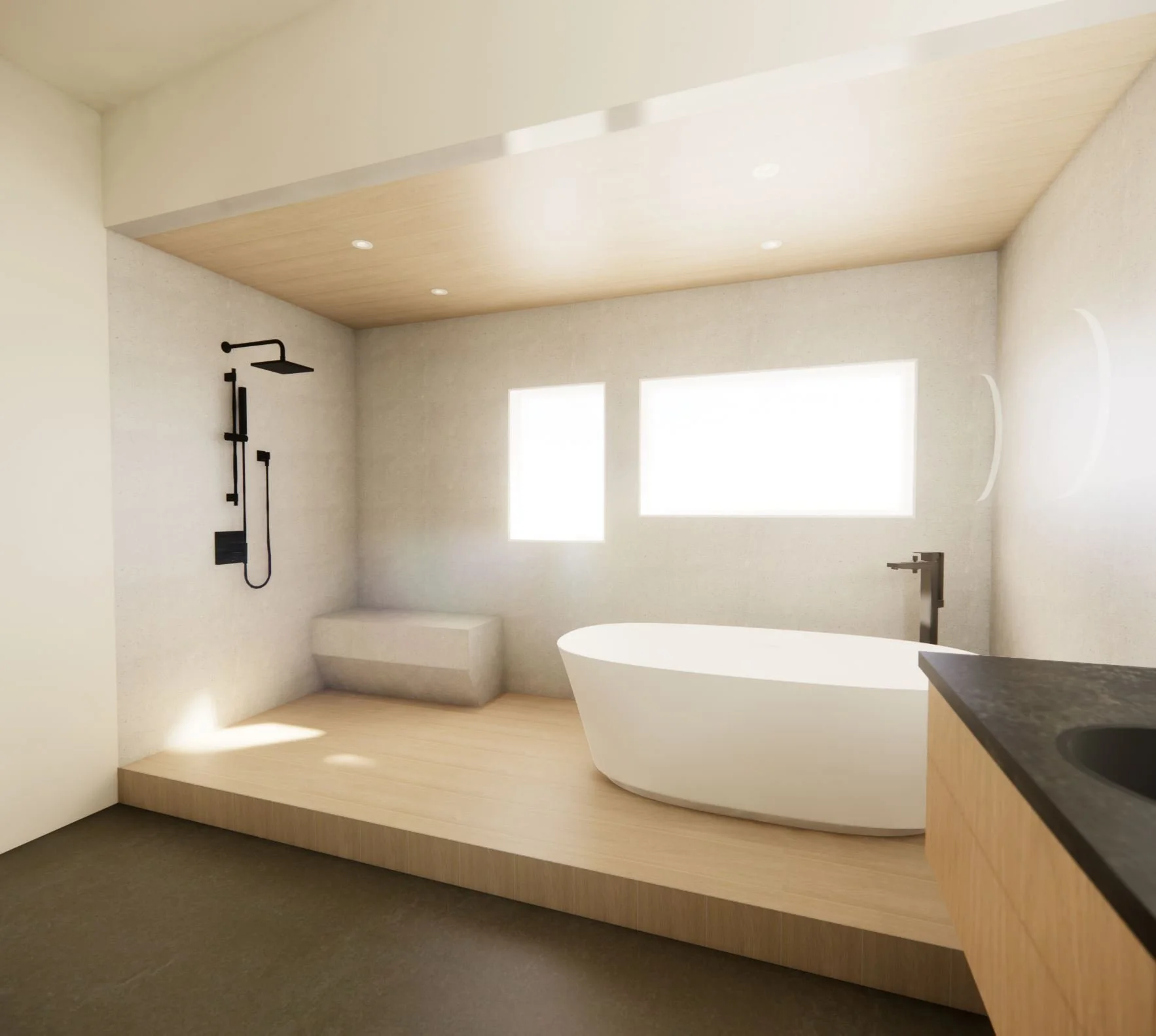 Master Bathroom New bench rendering.JPG