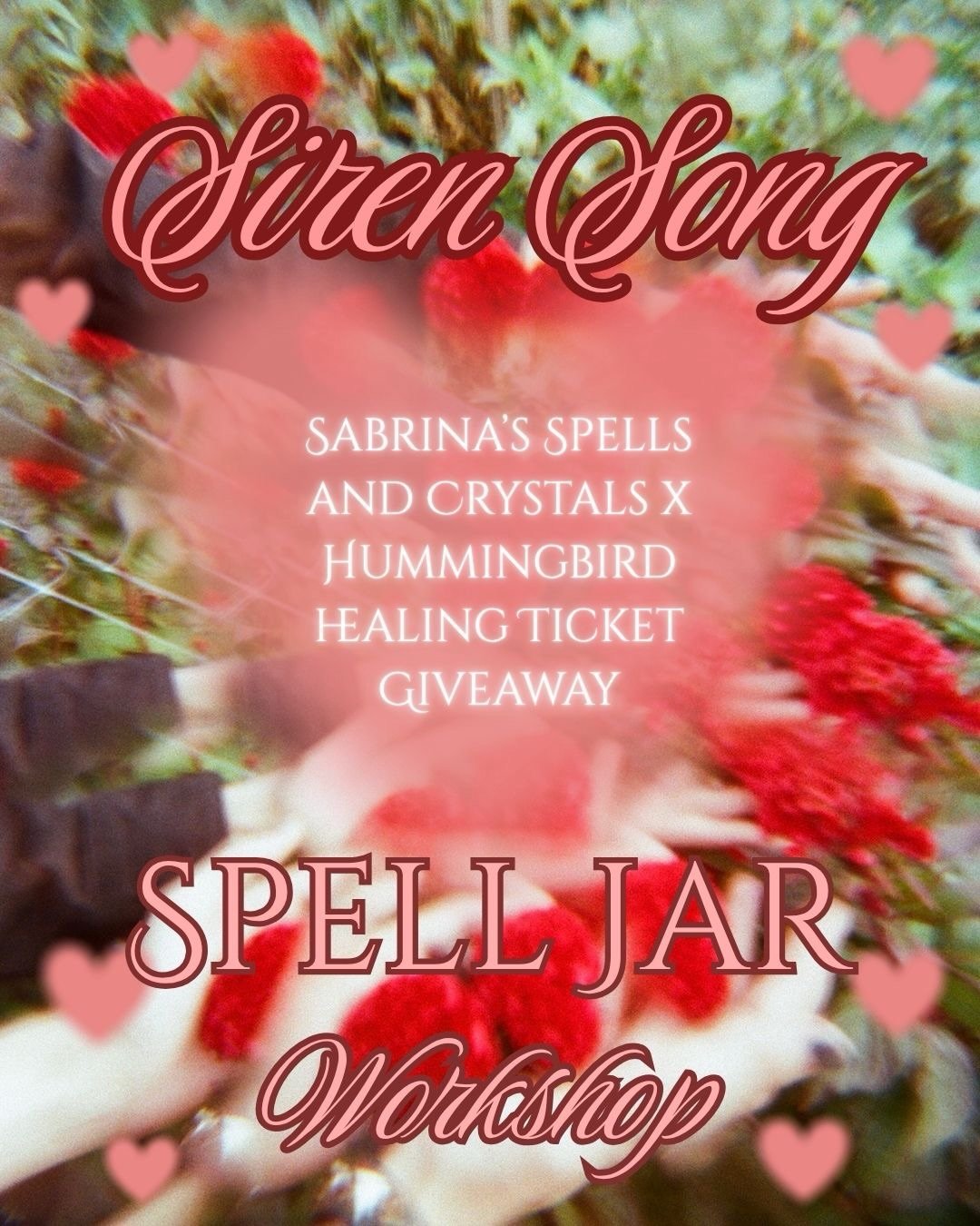 ❤️&zwj;🔥GIVEAWAY❤️&zwj;🔥

thank you all so much for 1k followers 🥹 it means so much to me and i love you all!!!

to celebrate i will be doing a giveaway for ONE TICKET to my upcoming Siren Song Glamour Spell Workshop, March 28th at 7pm at Hummingb